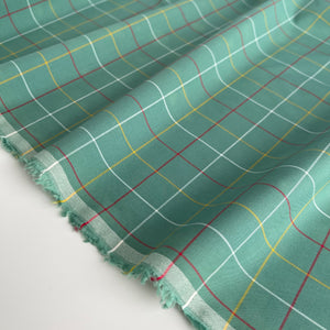 REMNANT 2.17 Metres (plus free faulty section) Ex-Designer Checked Green Cotton Fabric