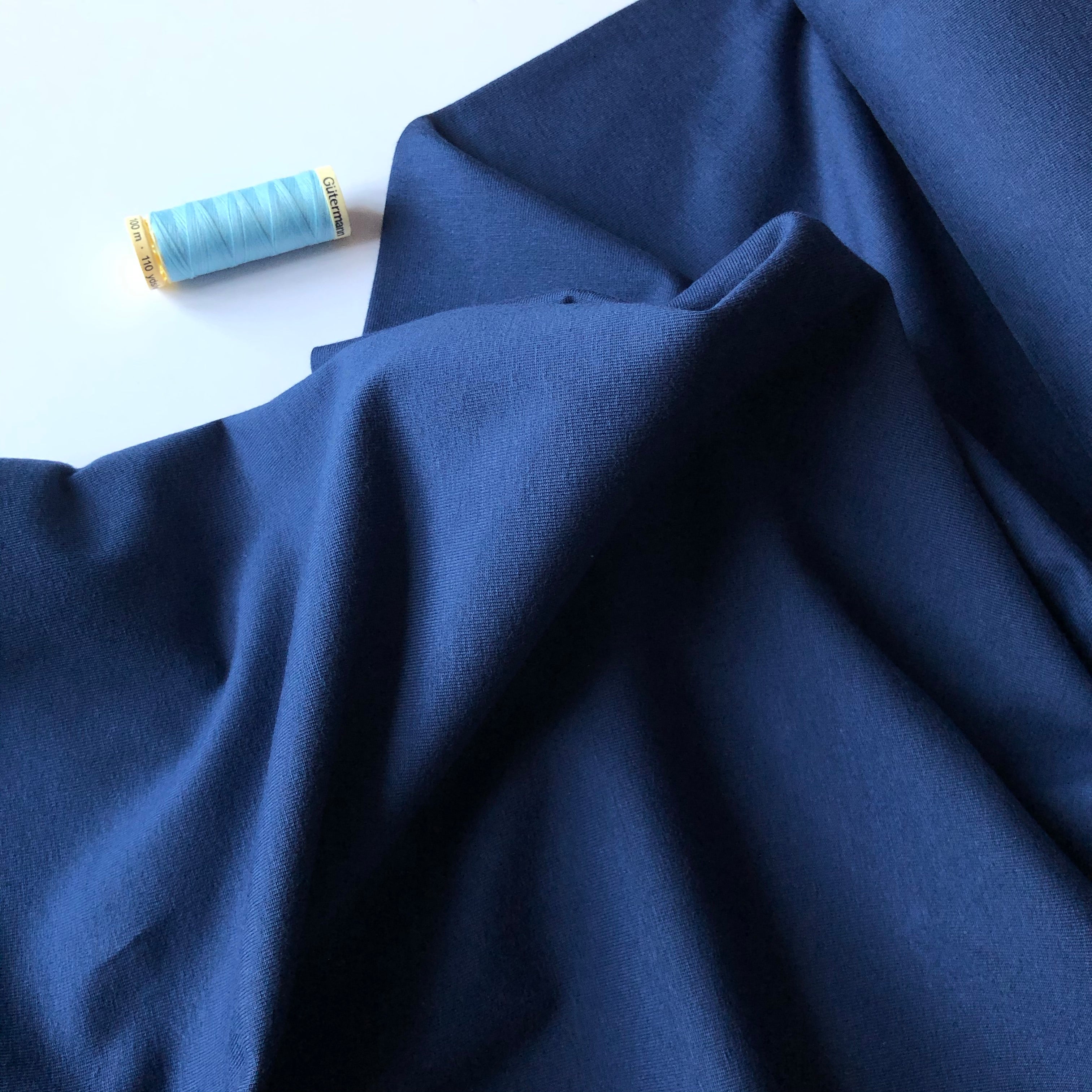 Essential Chic Navy Blue Plain Cotton Jersey Fabric