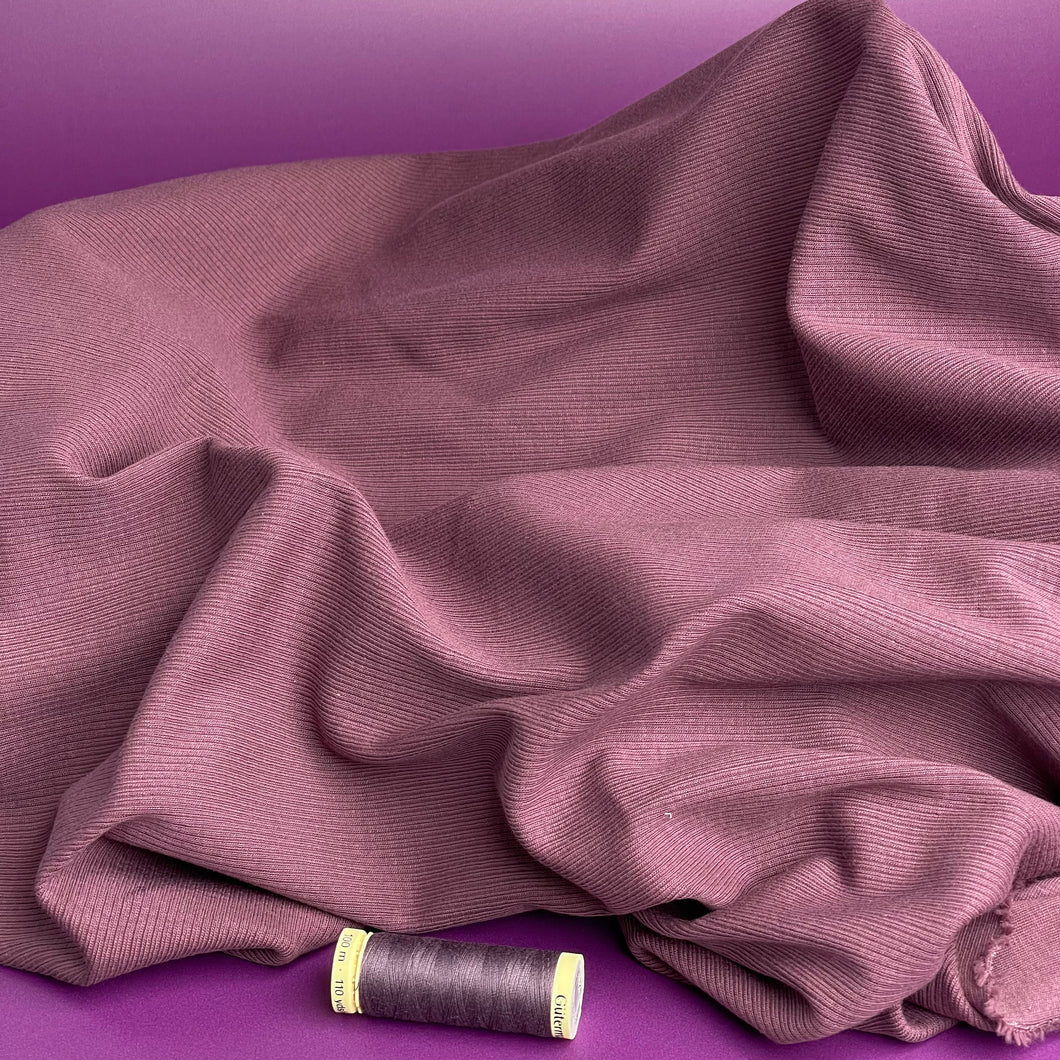 Cosy Cotton Ribbed Jersey - Mauve Wine