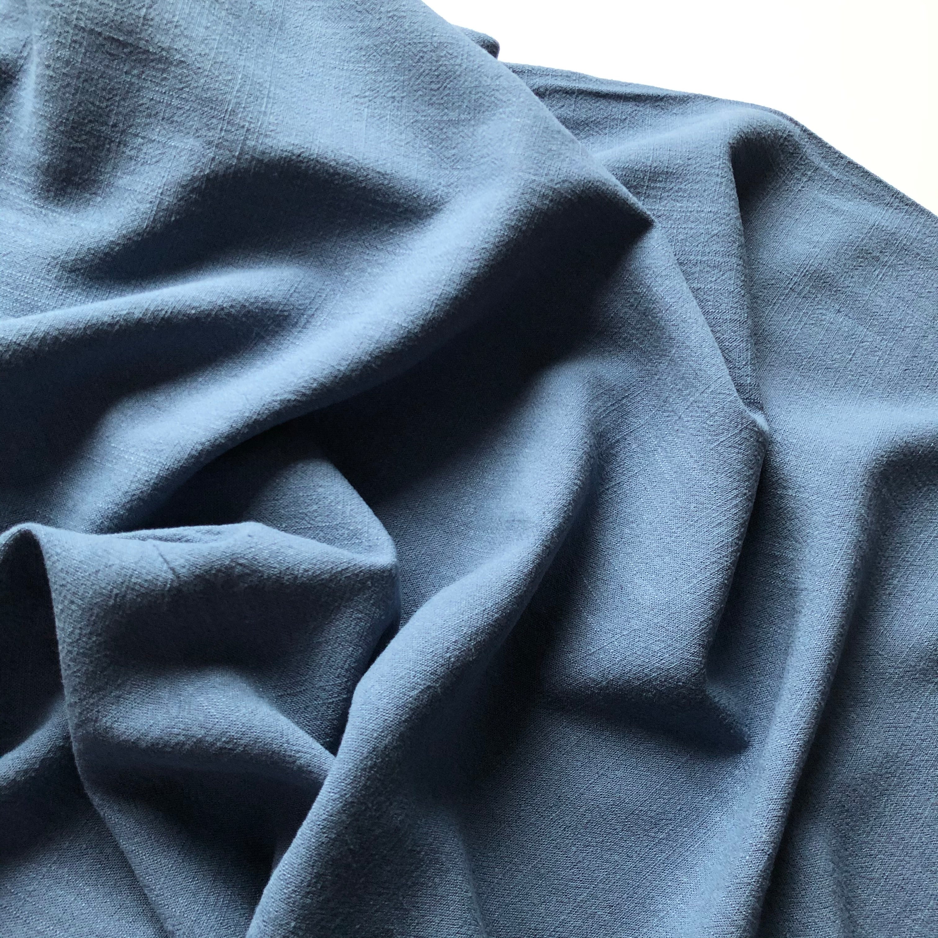 REMNANT 1 Metres (with fault - tiny cut in fabric) - Flow Blue Viscose Linen Blend Dress Fabric