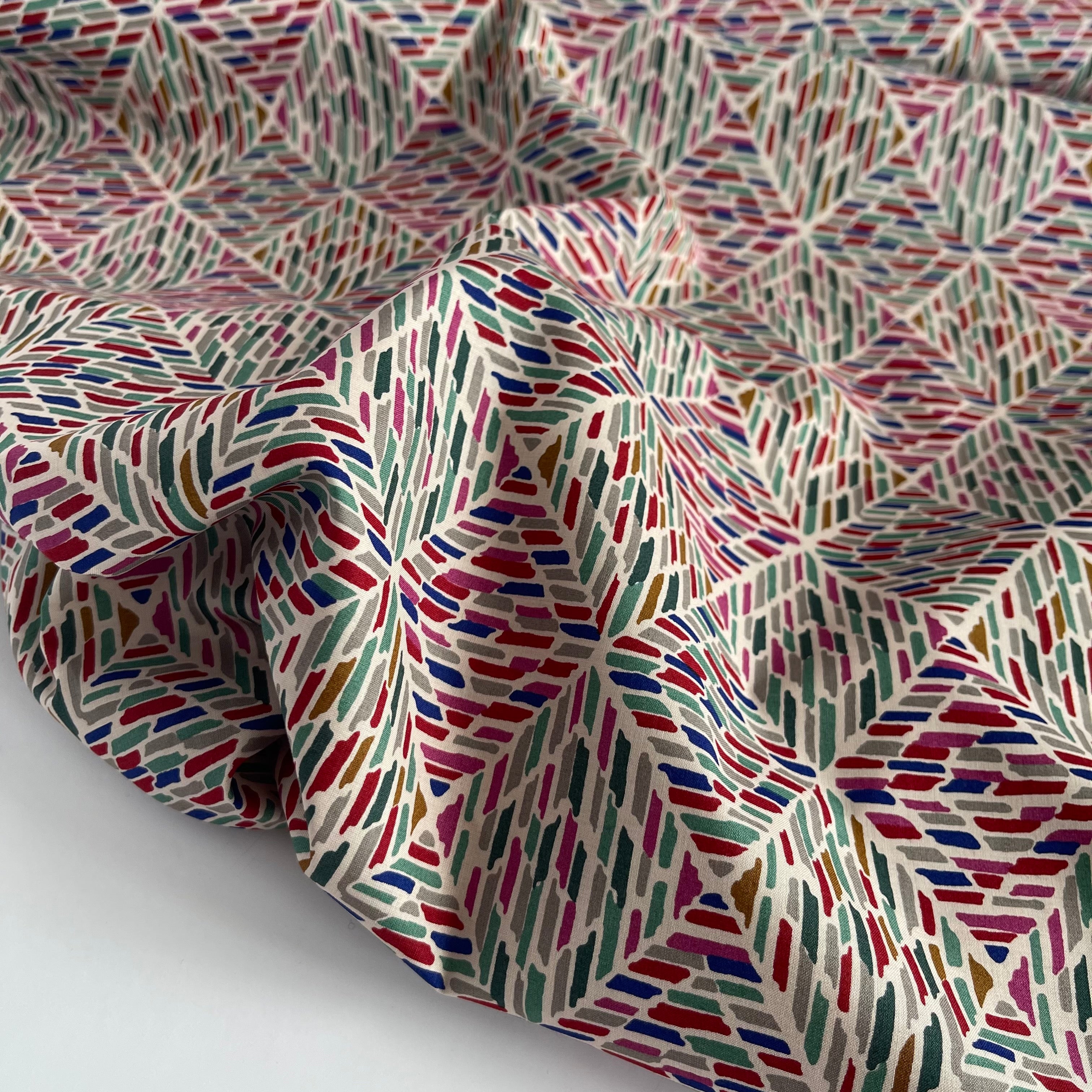 Rhombus Multi Cotton Lawn Fabric