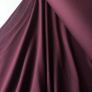 REMNANT 1.32 Metres - Essential Chic Aubergine Plain Cotton Jersey Fabric