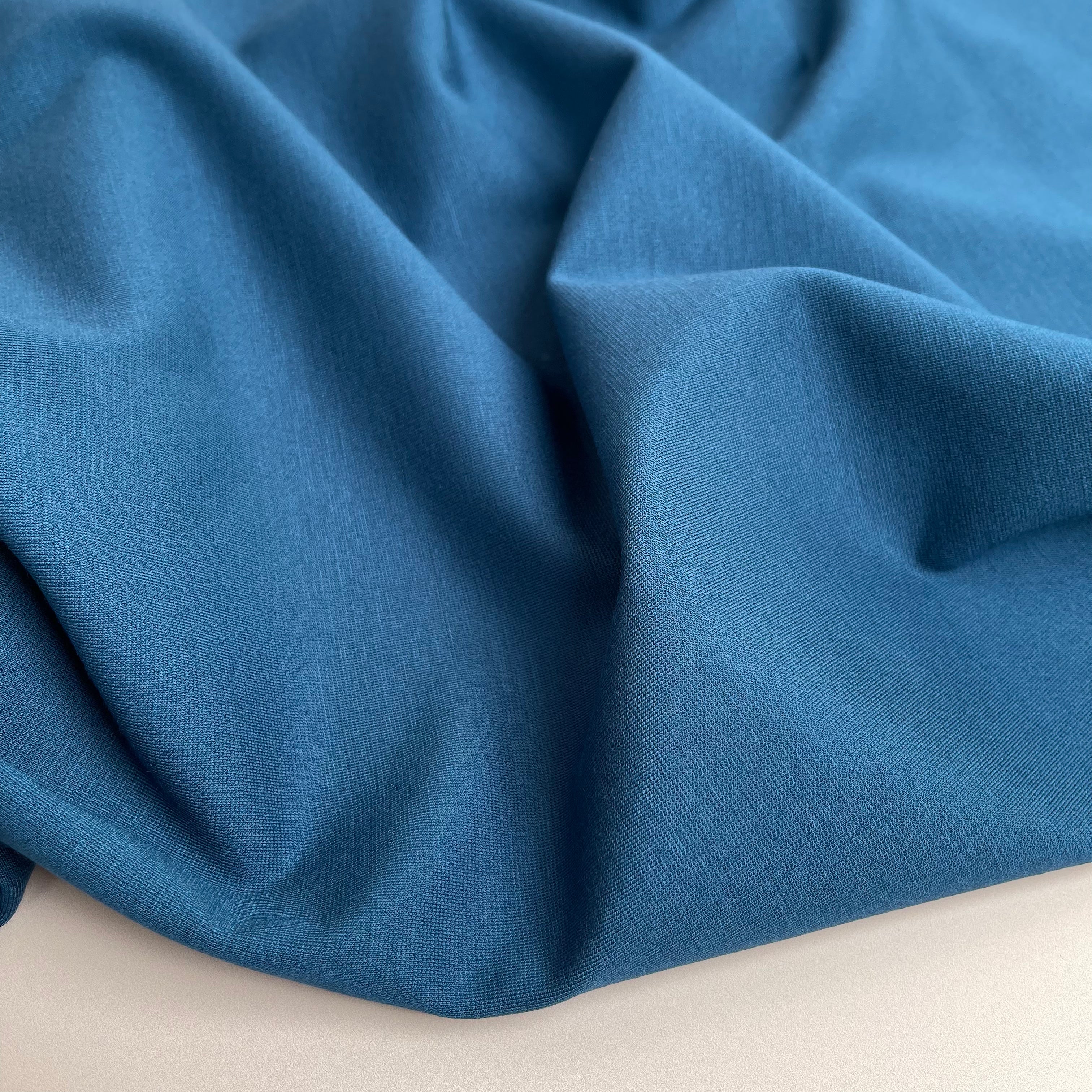 Ocean Blue Viscose Ponte Roma Double Knit Fabric