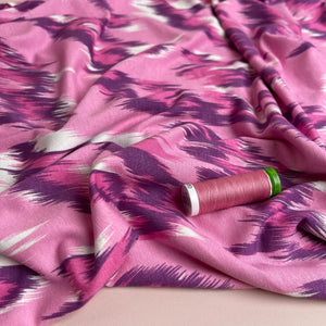 Painted Chevrons Pink Viscose Jersey Fabric