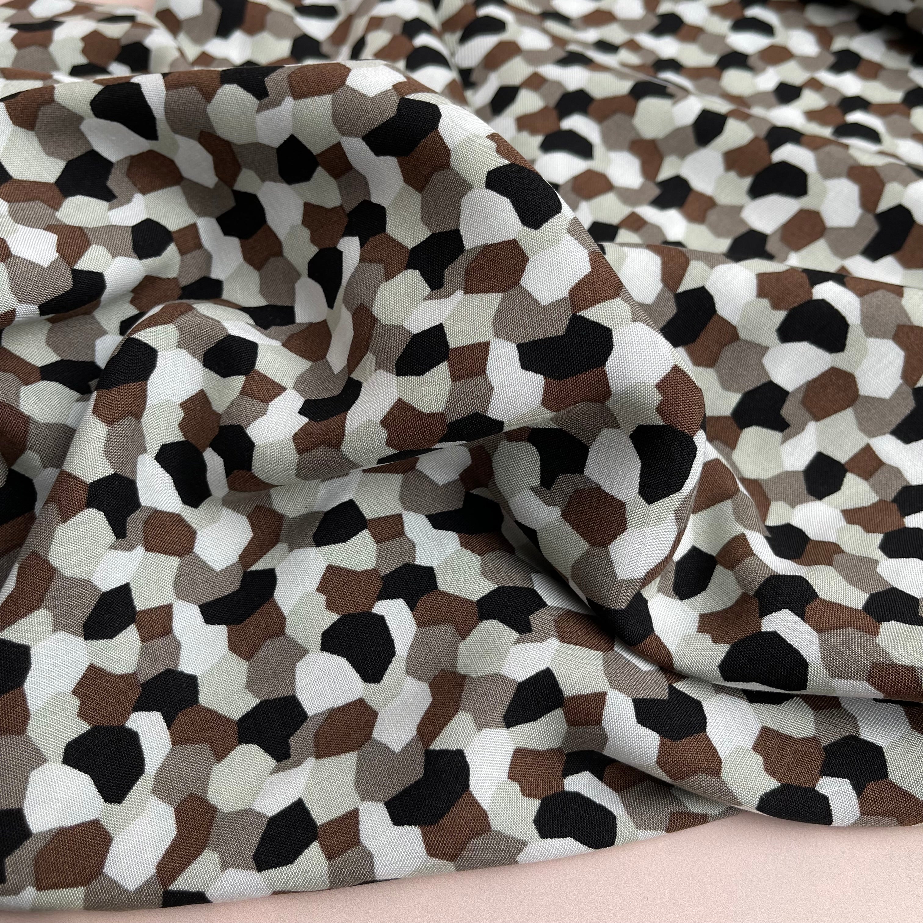 Pebbles Brown Viscose Chally Fabric