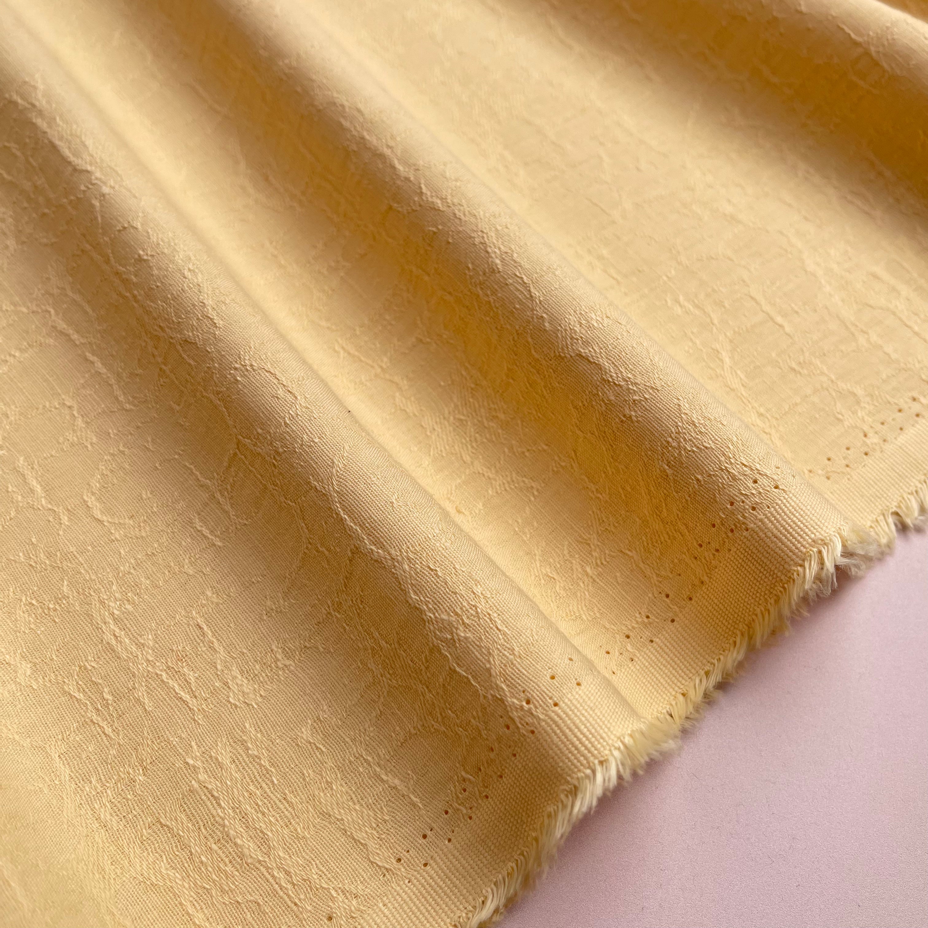 REMNANT 0.6 Metres - Fibre Mood Cotton Linen Bark Jacquard in Yellow
