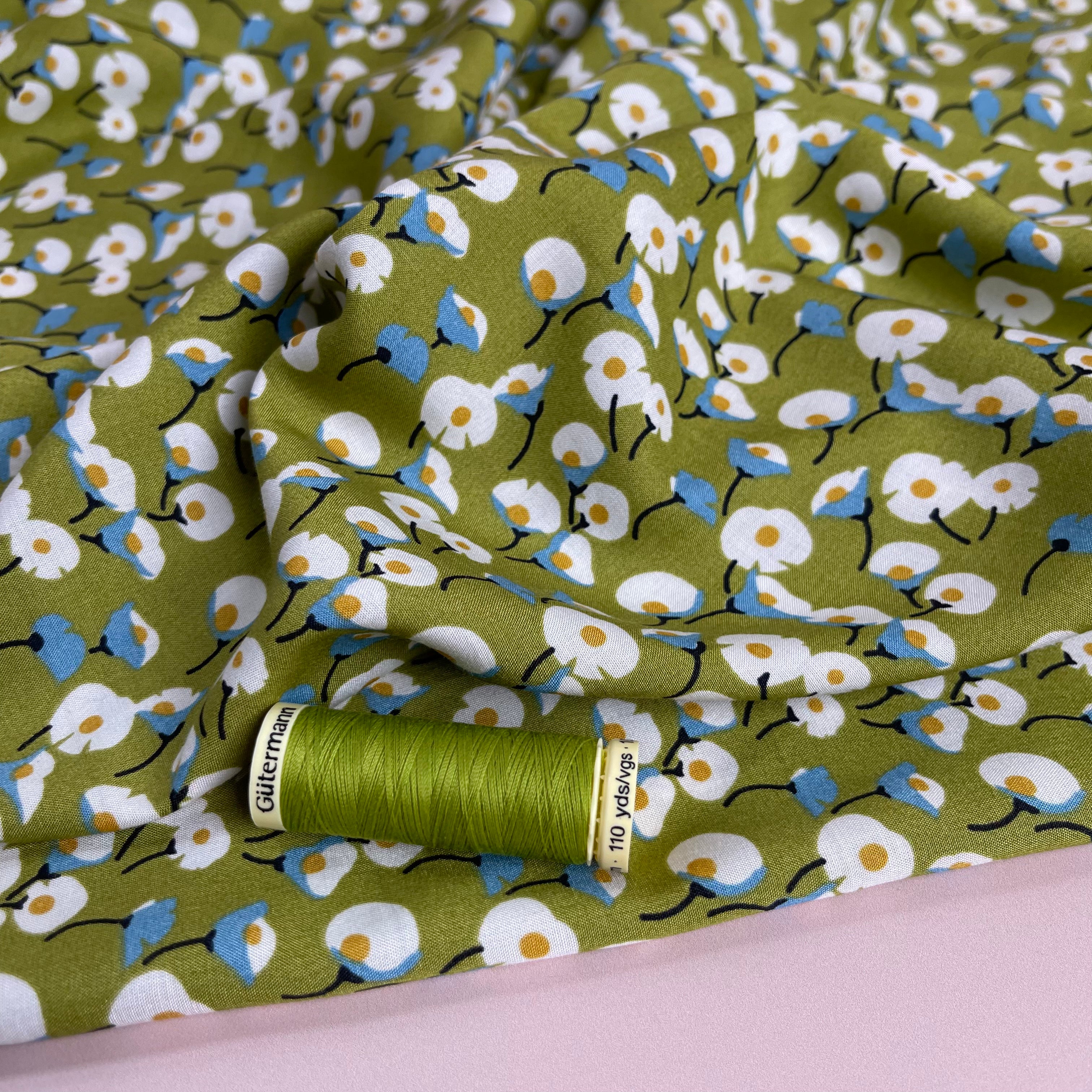 REMNANT 2.3 Metres - Calla Lily Green Viscose Fabric