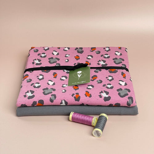 Colour Bundles - Pink Leopard with Grey Eco Jersey Fabrics