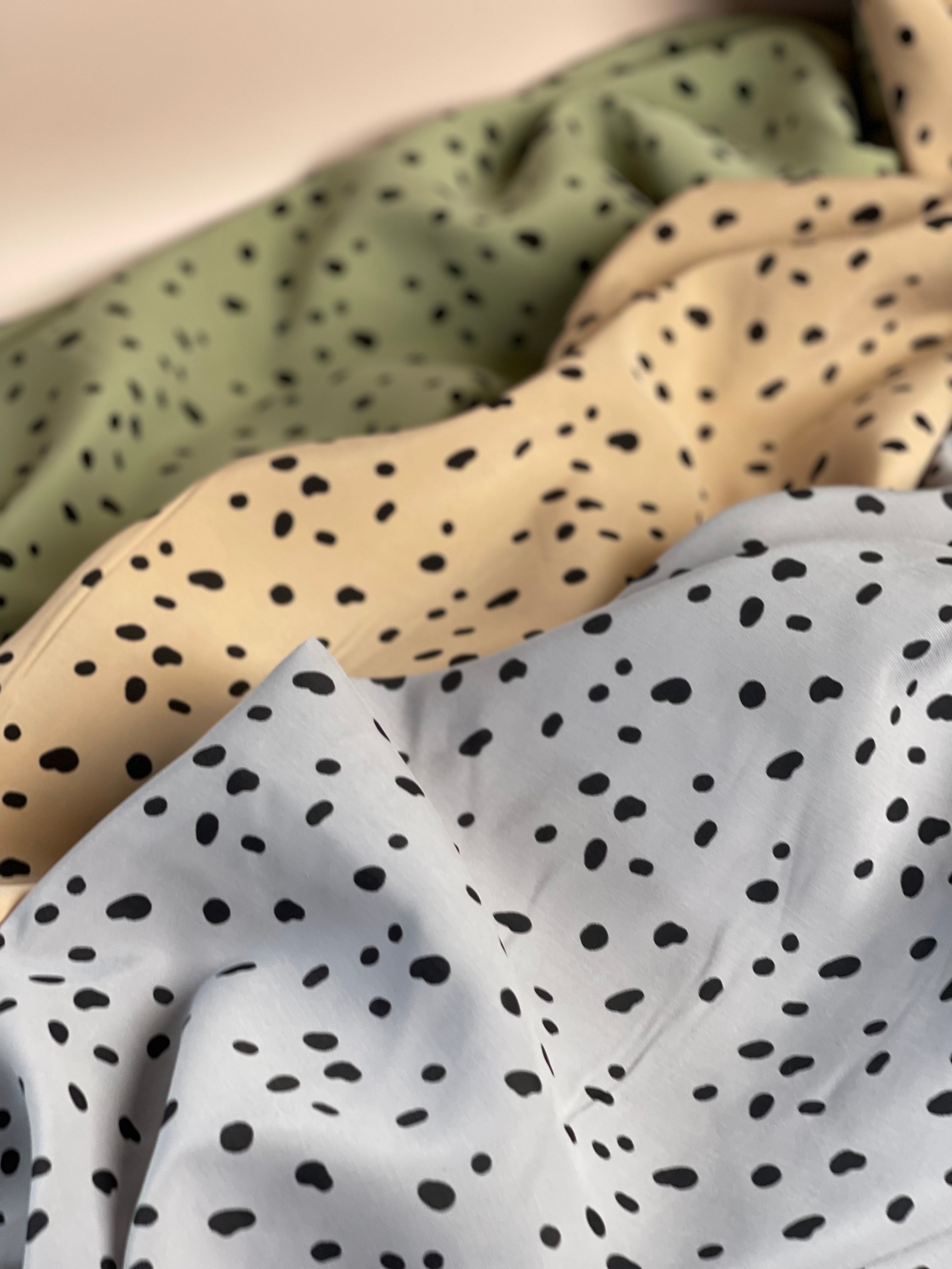 REMNANT 1.83 Metres - Irregular Dots Soft Grey Sandwashed Viscose Fabric