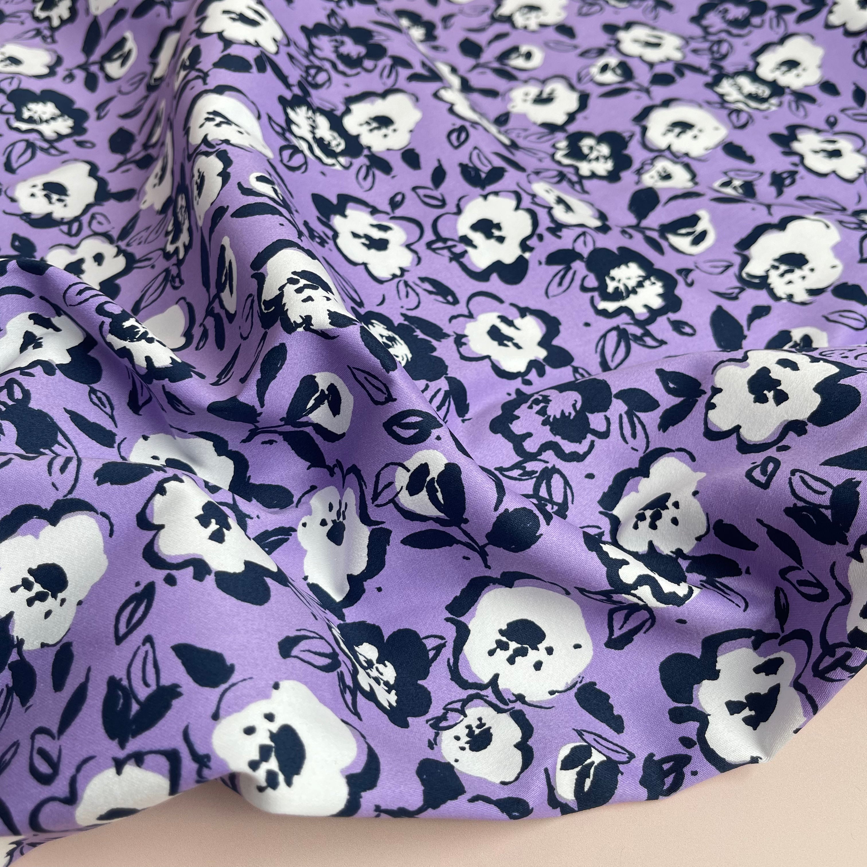 Purple Night Stretch Cotton Fabric
