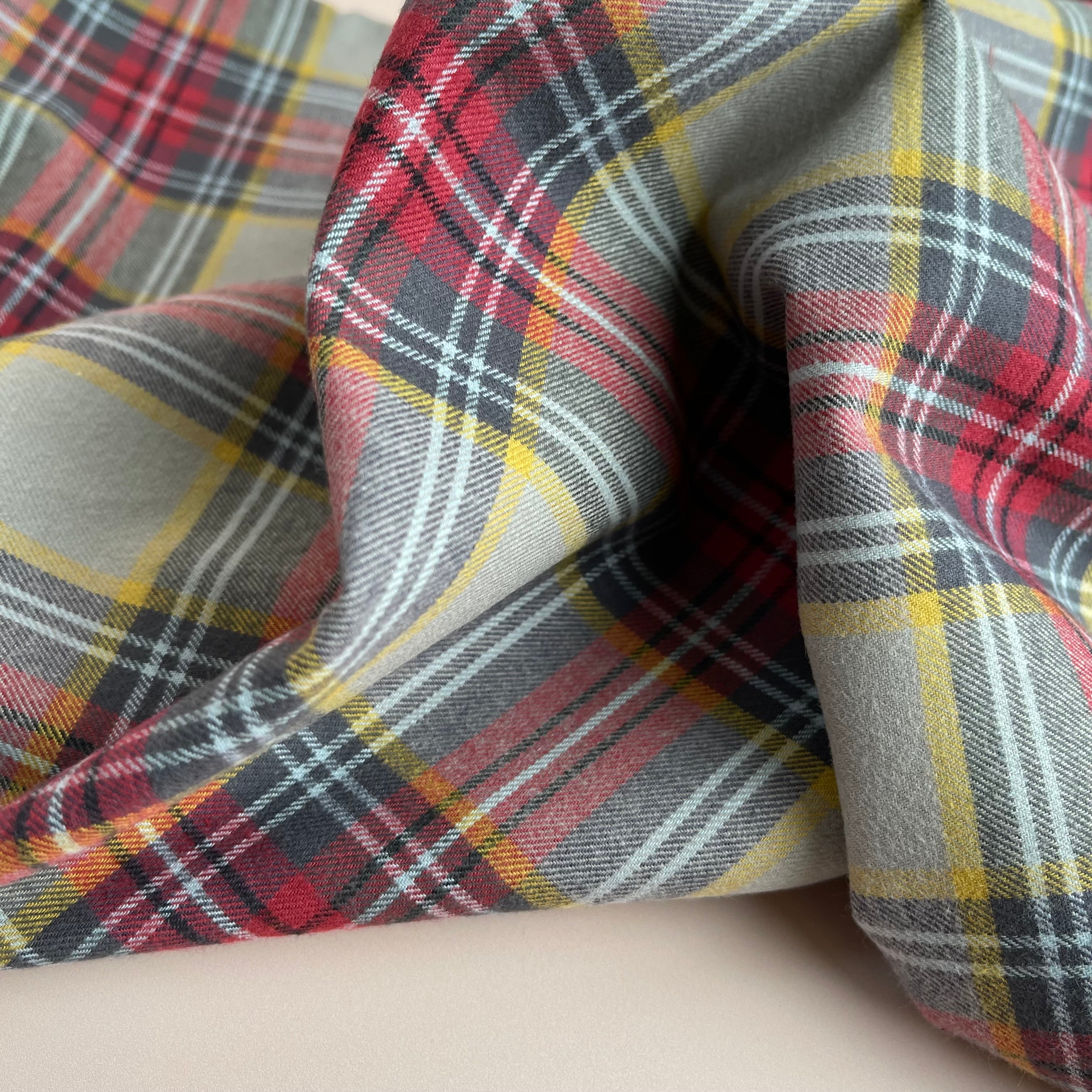 Highland Dust & Red Yarn Dyed Cotton Flannel
