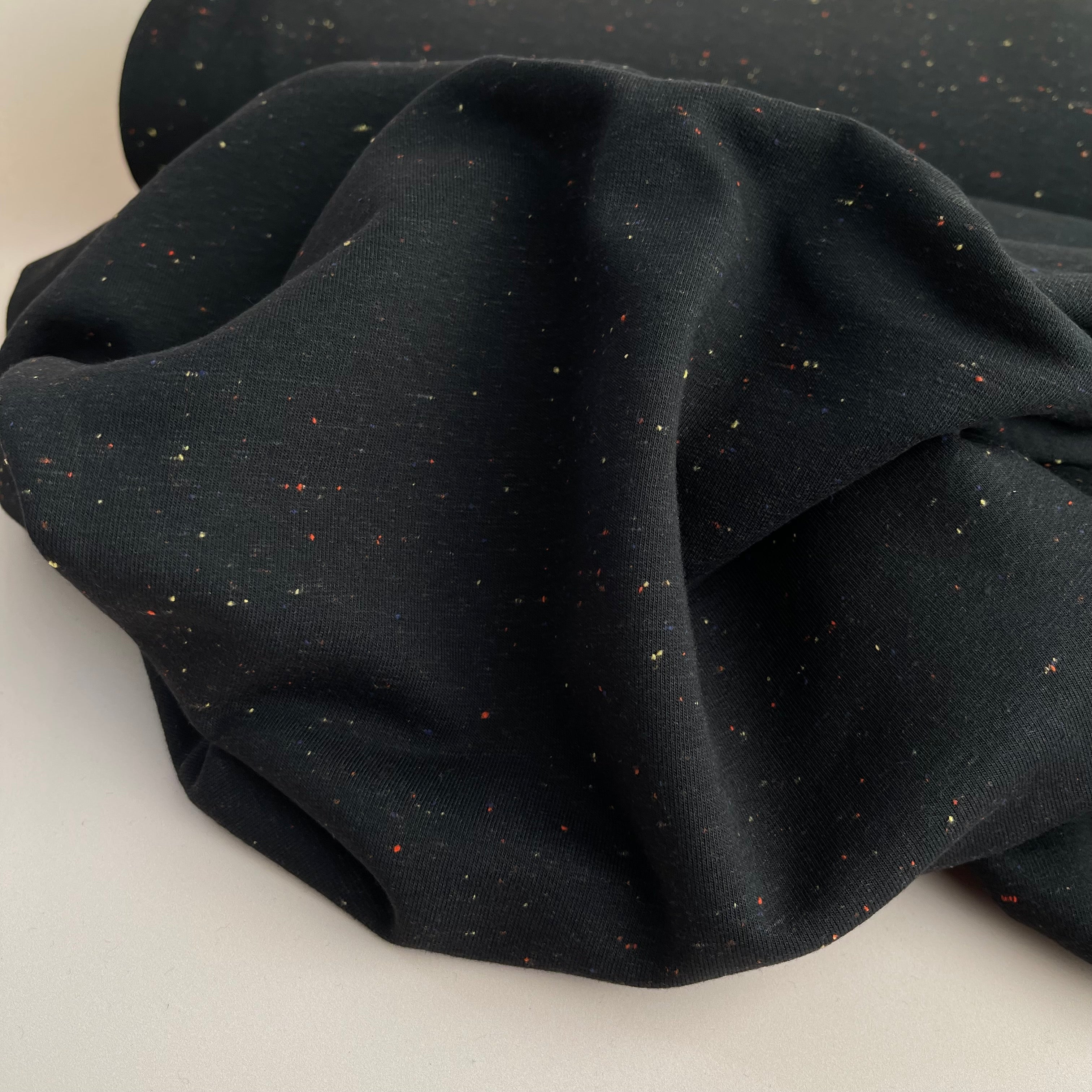 REMNANT 0.66 Metre - Cosy Colours Dark Navy with multi Flecks Sweat-Shirting