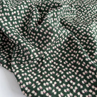 Brush Petals Khaki Green Viscose Fabric