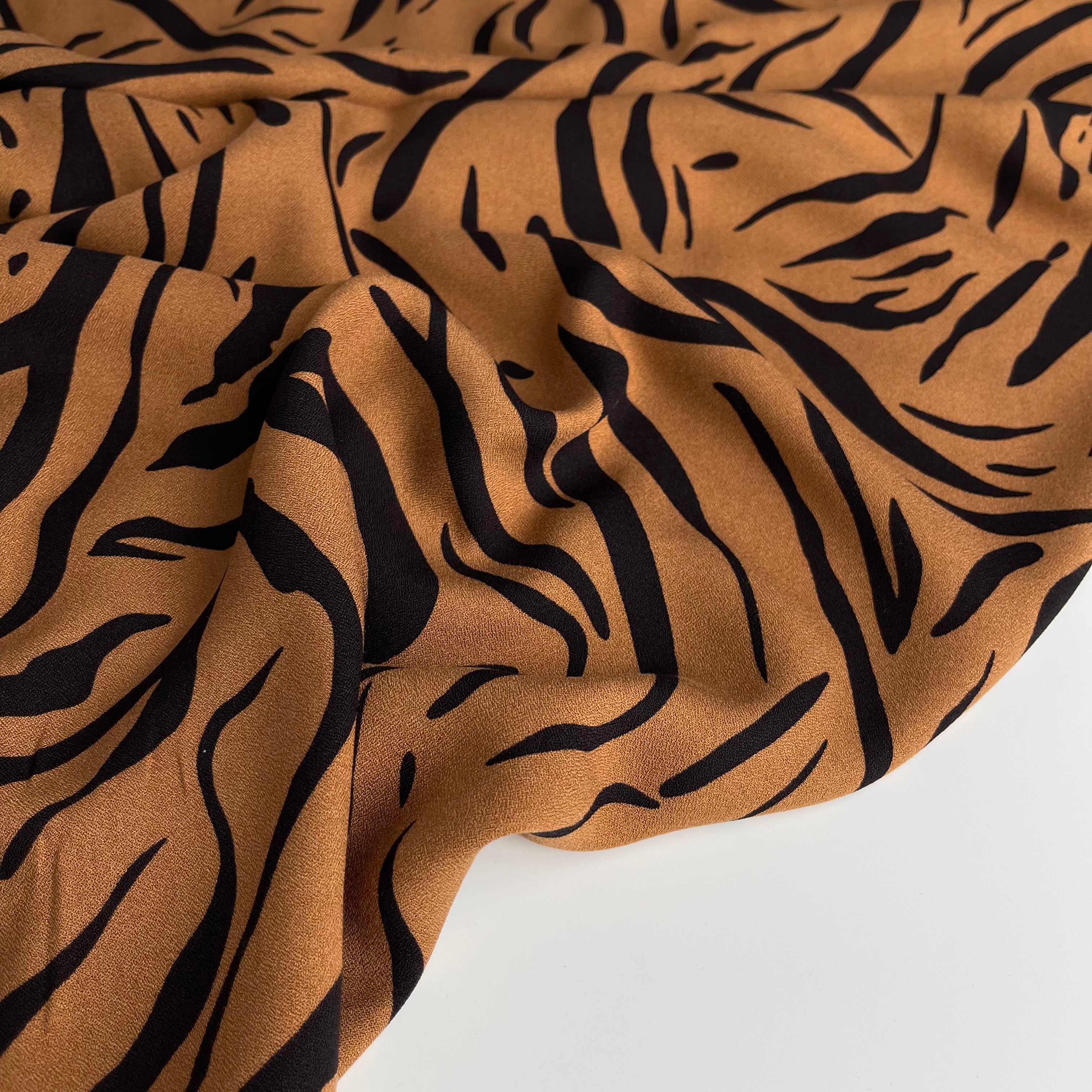 Zebra Camel Soft Viscose Crepe Fabric