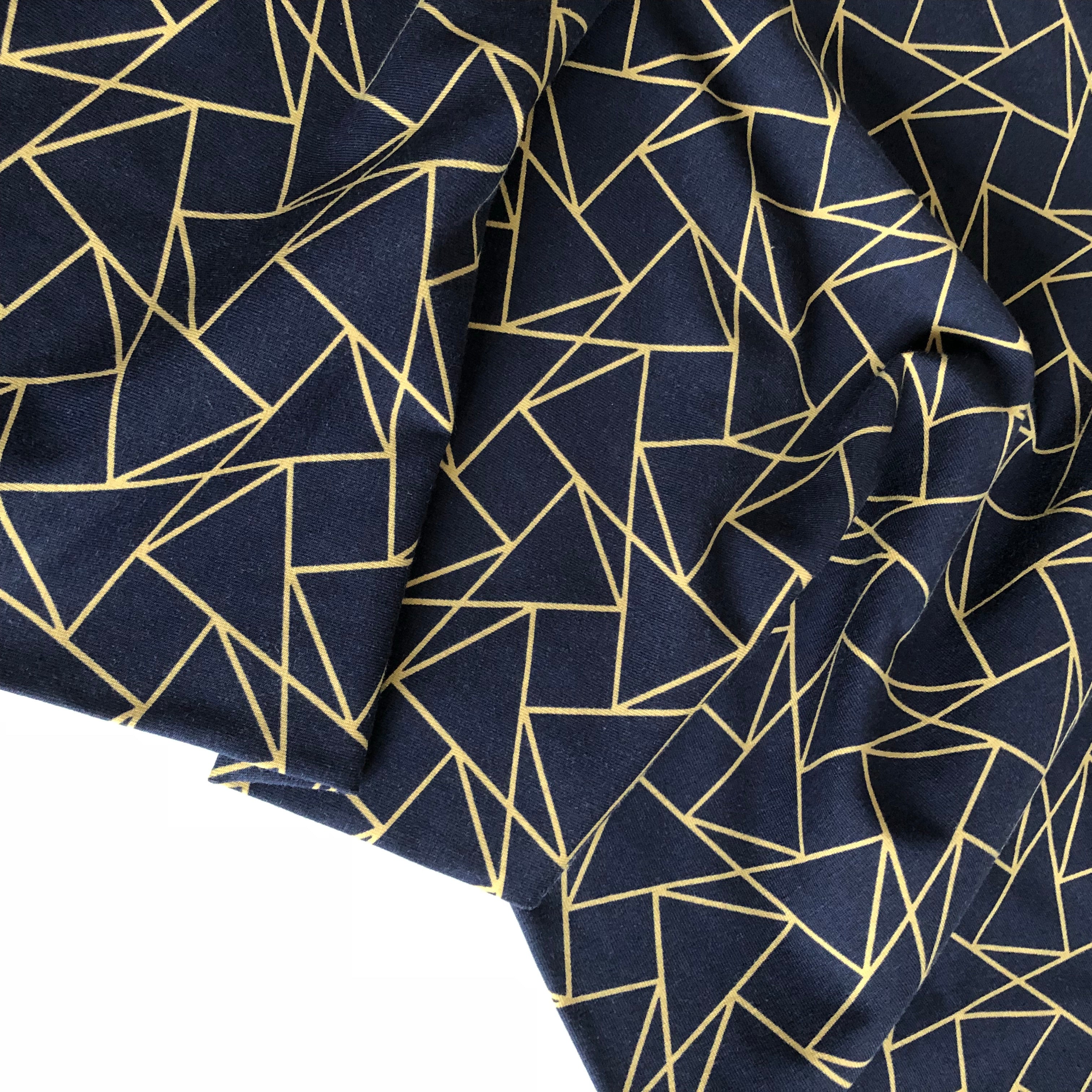 REMNANT 0.35 metre - Kaleidoscope Navy and Gold - Cotton Jersey