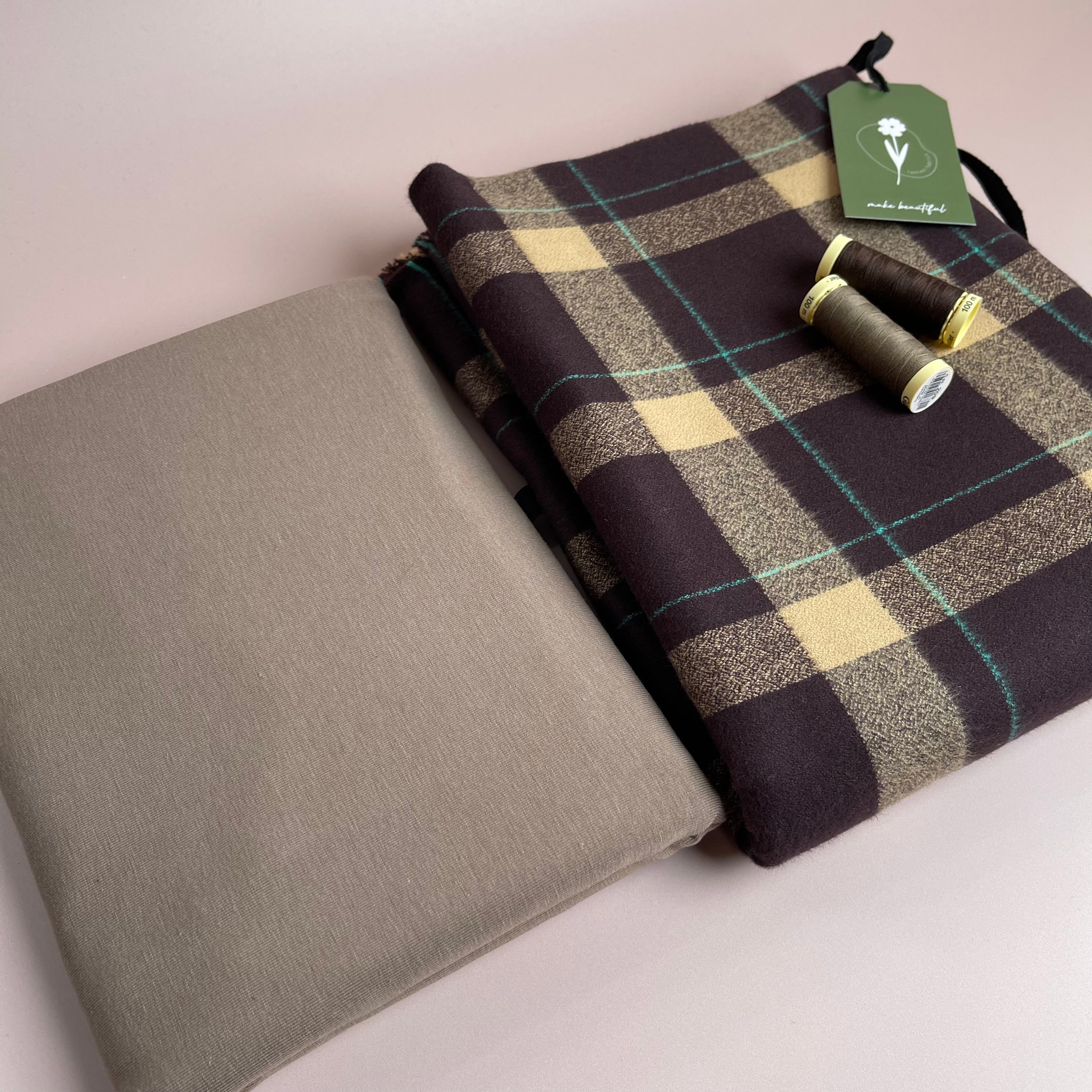 Limited Edition - Luxury Eco Pyjama Kit with Brown Cotton Flannel