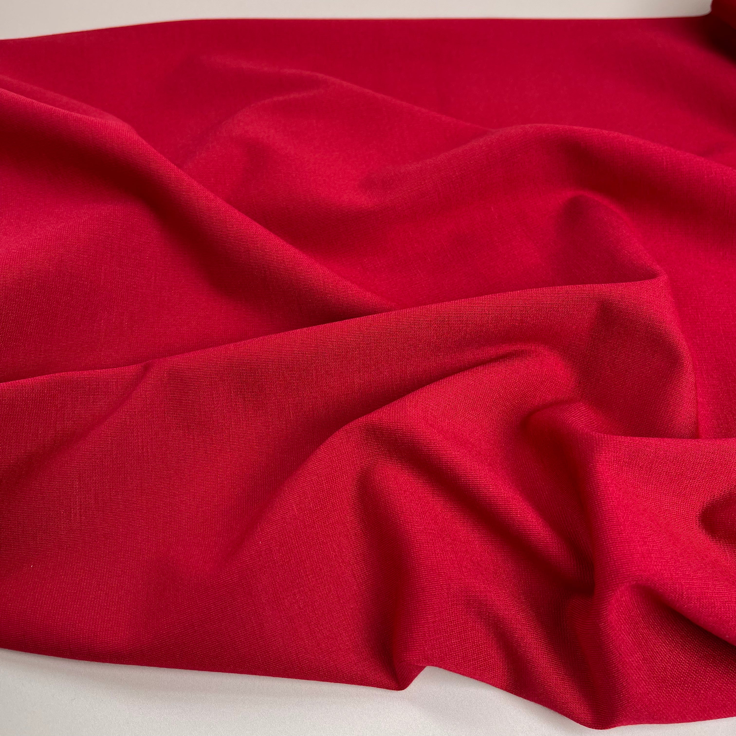 Red Viscose Ponte Roma Double Knit Fabric