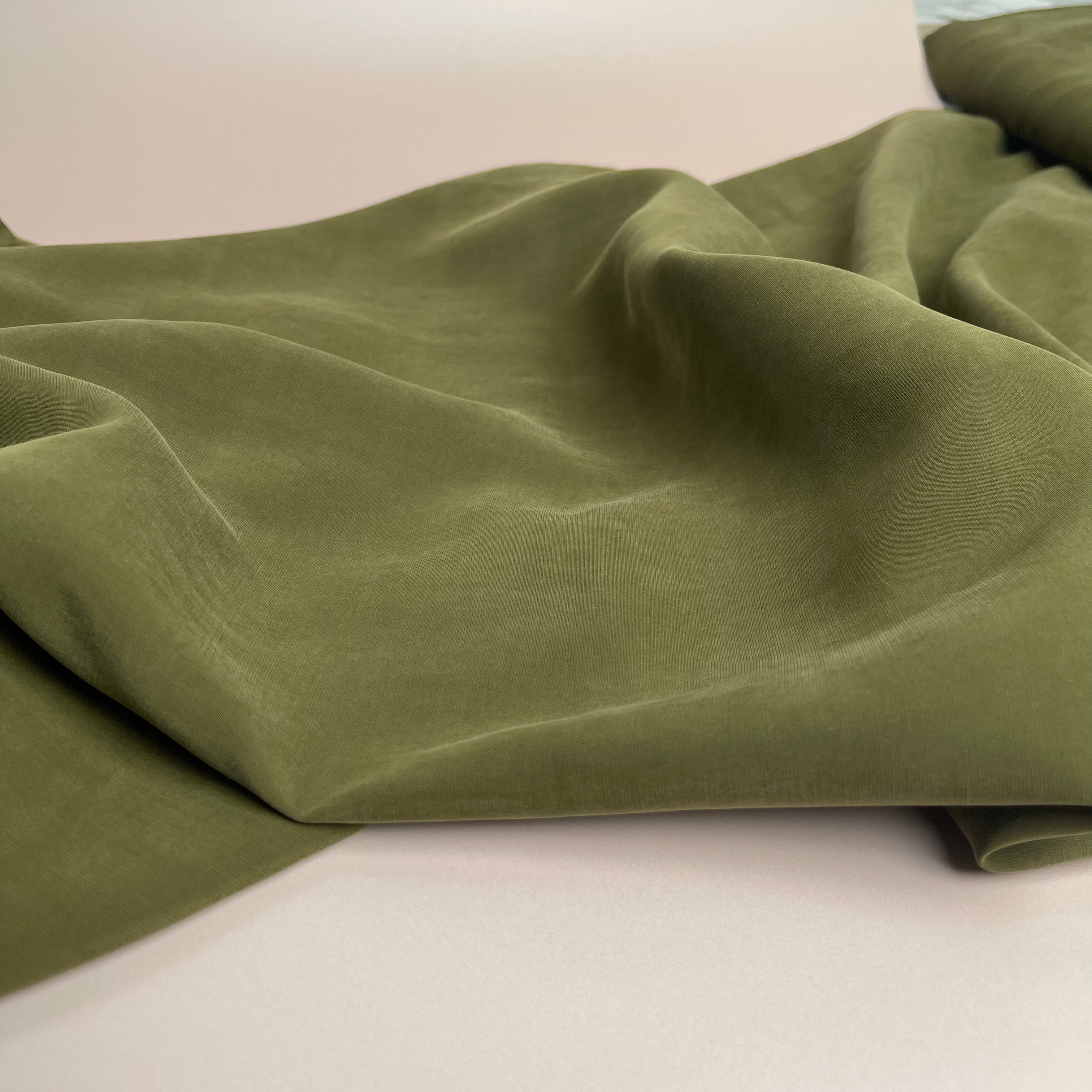 REMNANT 2.59 Metres - Serene Sandwashed Viscose in Khaki Green