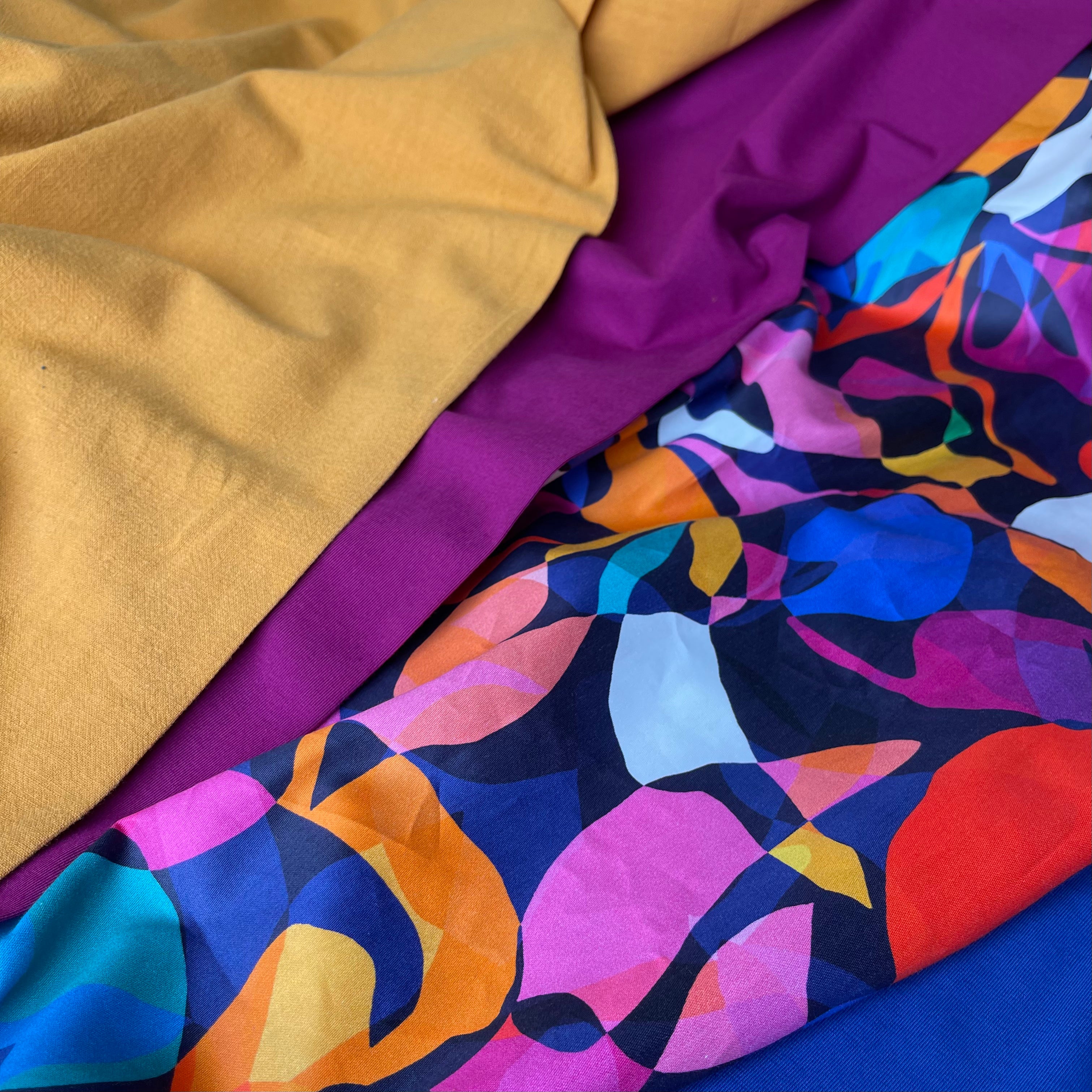 Summer Party - Rainbow Leaves GOTS Organic Cotton Sateen