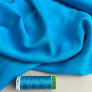 REMNANT 0.58 Metre - Grandeur Turquoise Blue Viscose Twill Dress Fabric