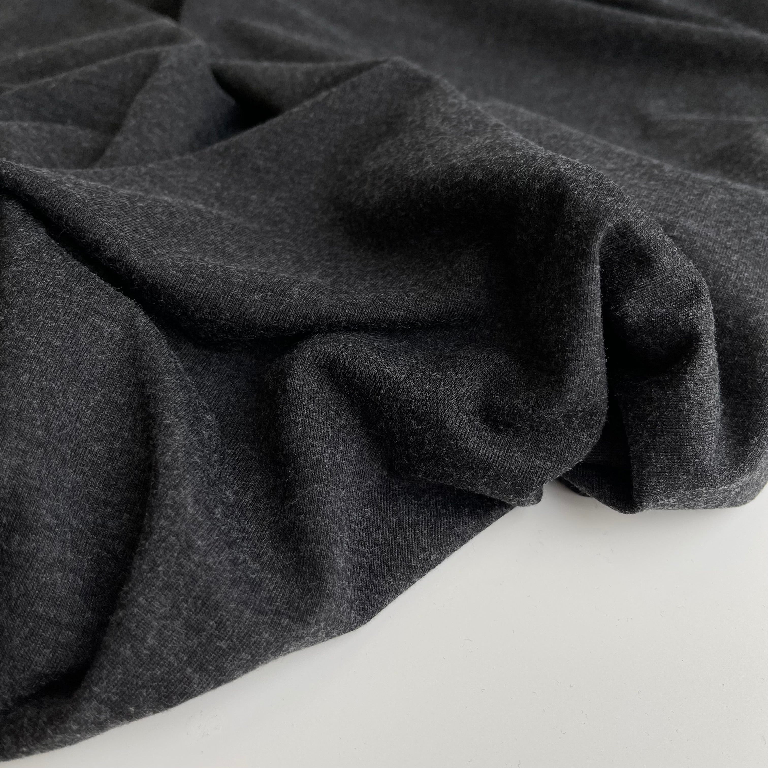 Allure Black Melange Soft Single Knit Fabric