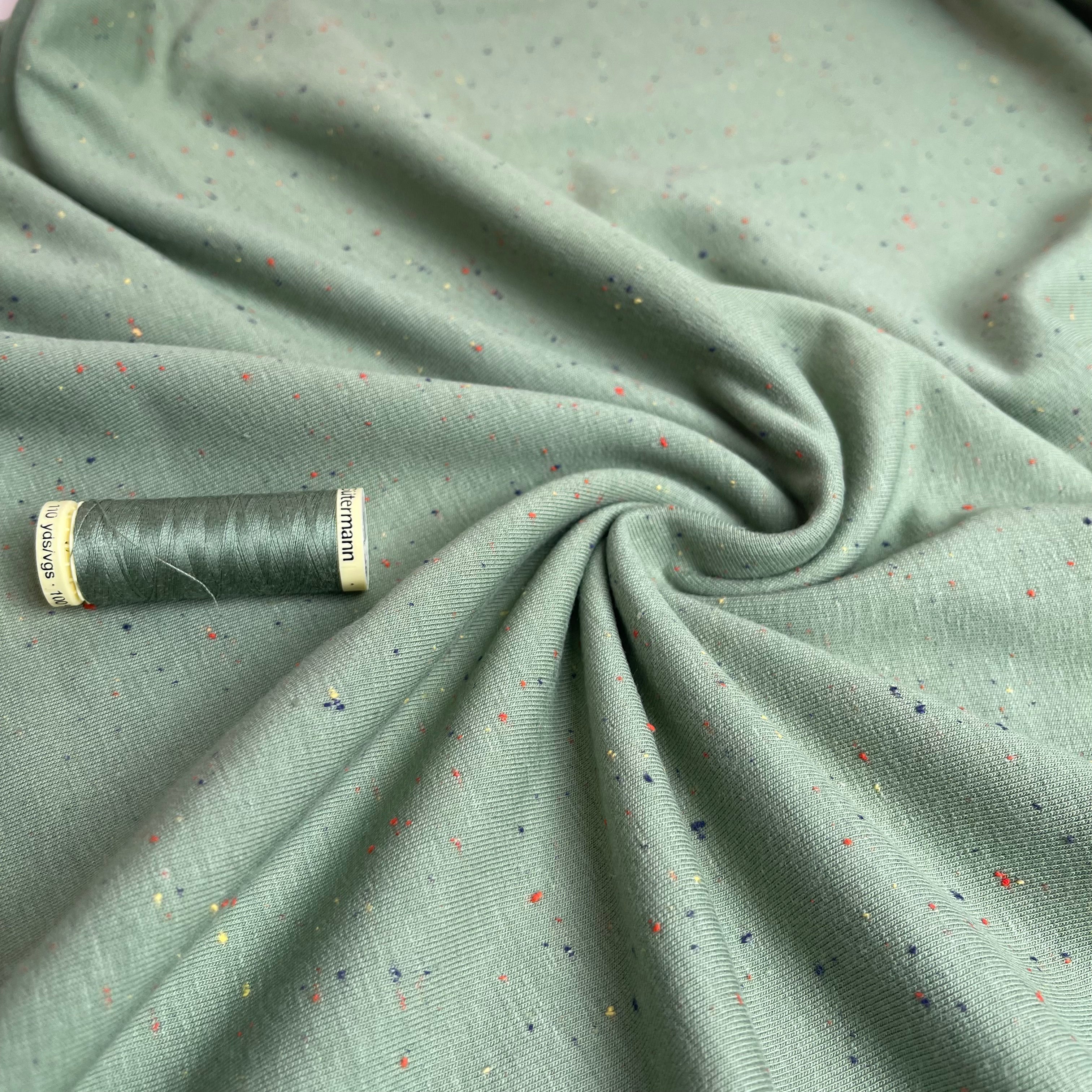 REMNANT 1.50 Metres - Cosy Colours in Light Green with multi Flecks Sweat-Shirting