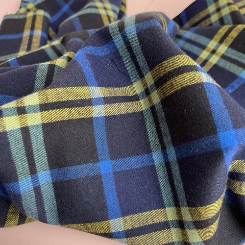 Highland Black and Navy with Yellow Yarn Dyed Cotton Flannel