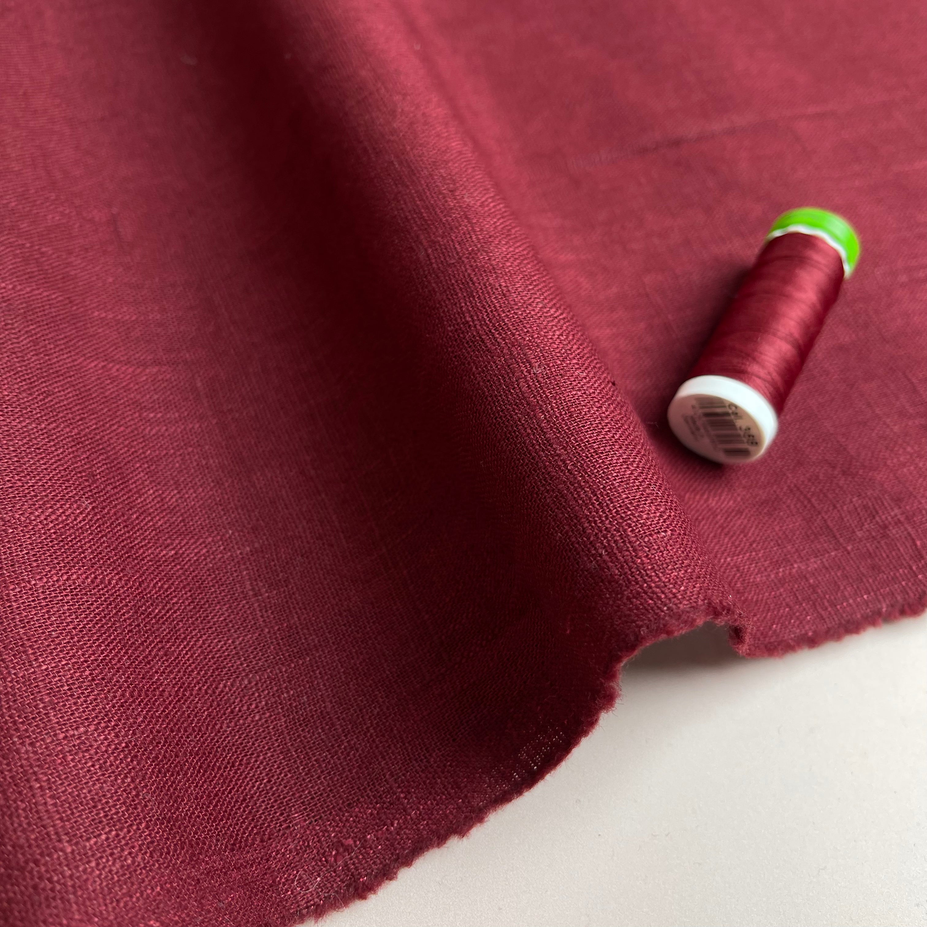 Breeze Burgundy - Enzyme Washed Pure Linen Fabric