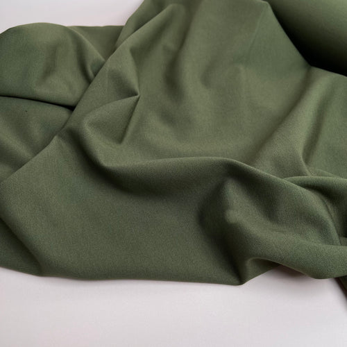 Khaki Green Viscose Ponte Roma Double Knit Fabric
