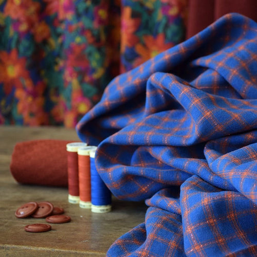 Cousette - Shiny Checks Cotton Viscose Fabric
