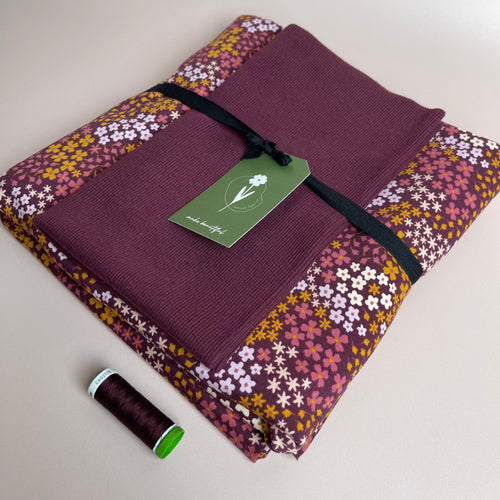 Colour Bundles - Ditsy Flowers Cotton French Terry and Ribbing Fabrics