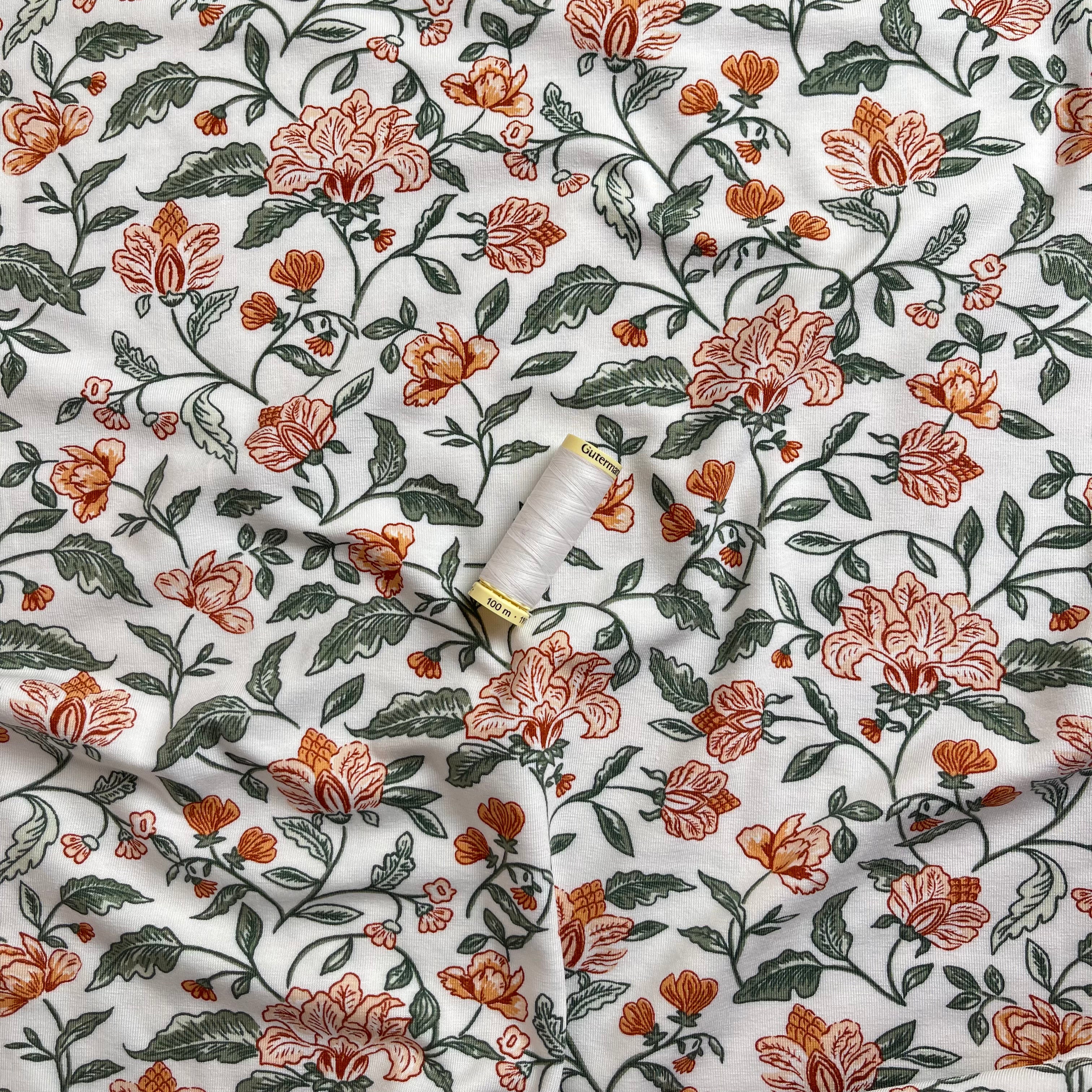 REMNANT 1.93 metres - Magnolia in White Bamboo Cotton Jersey