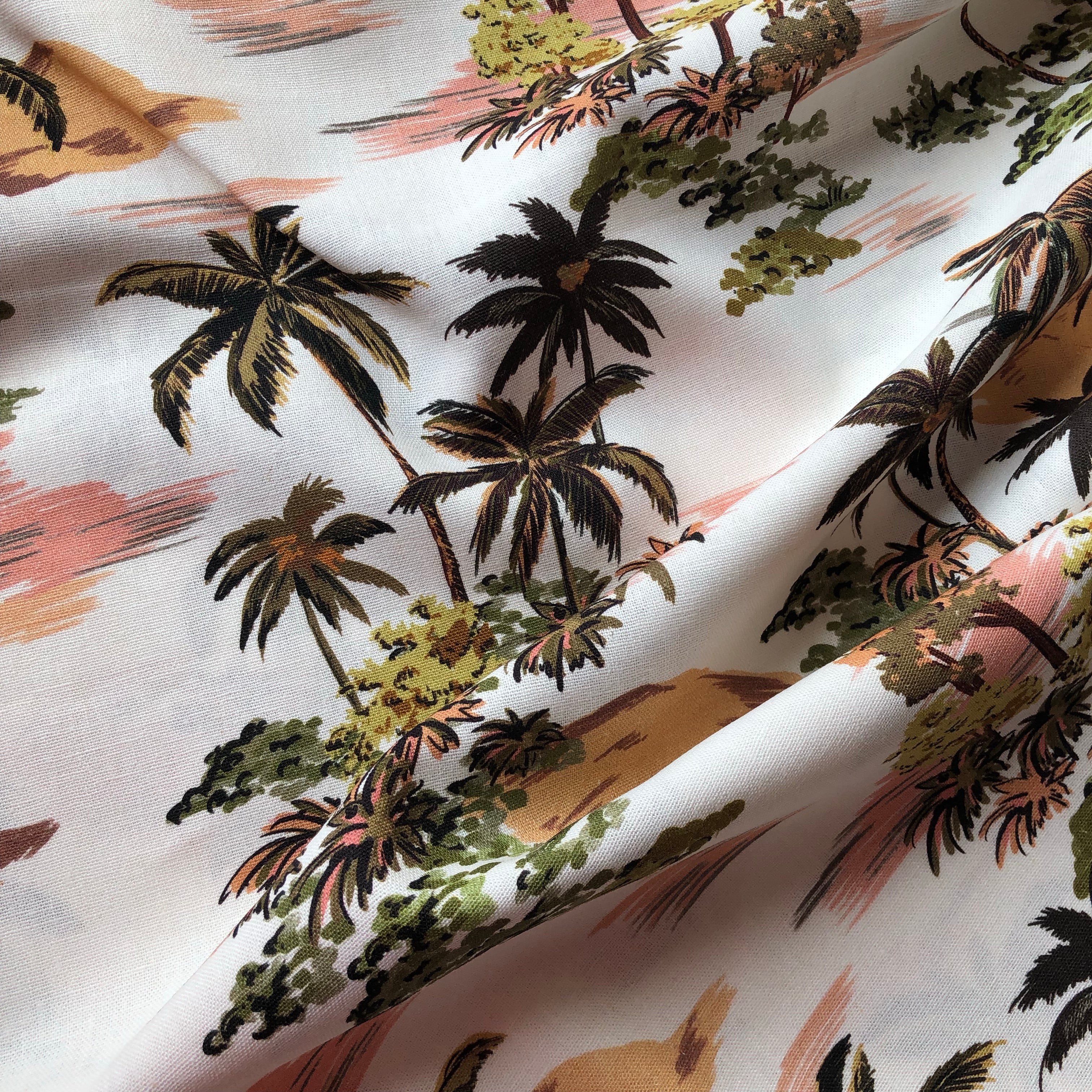 REMNANT 2.40 Metres - Hawaiian Palms Linen Viscose Blend