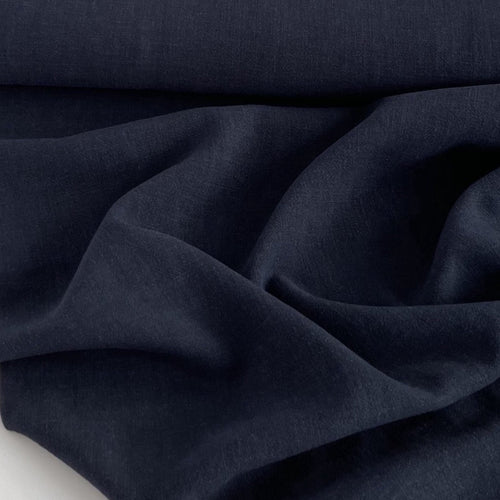 Flow Dark Navy Viscose Linen Blend Dress Fabric