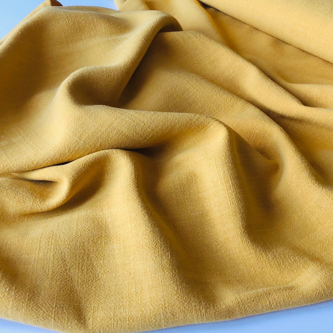 Flow Orpiment Yellow Viscose Linen Blend Dress Fabric