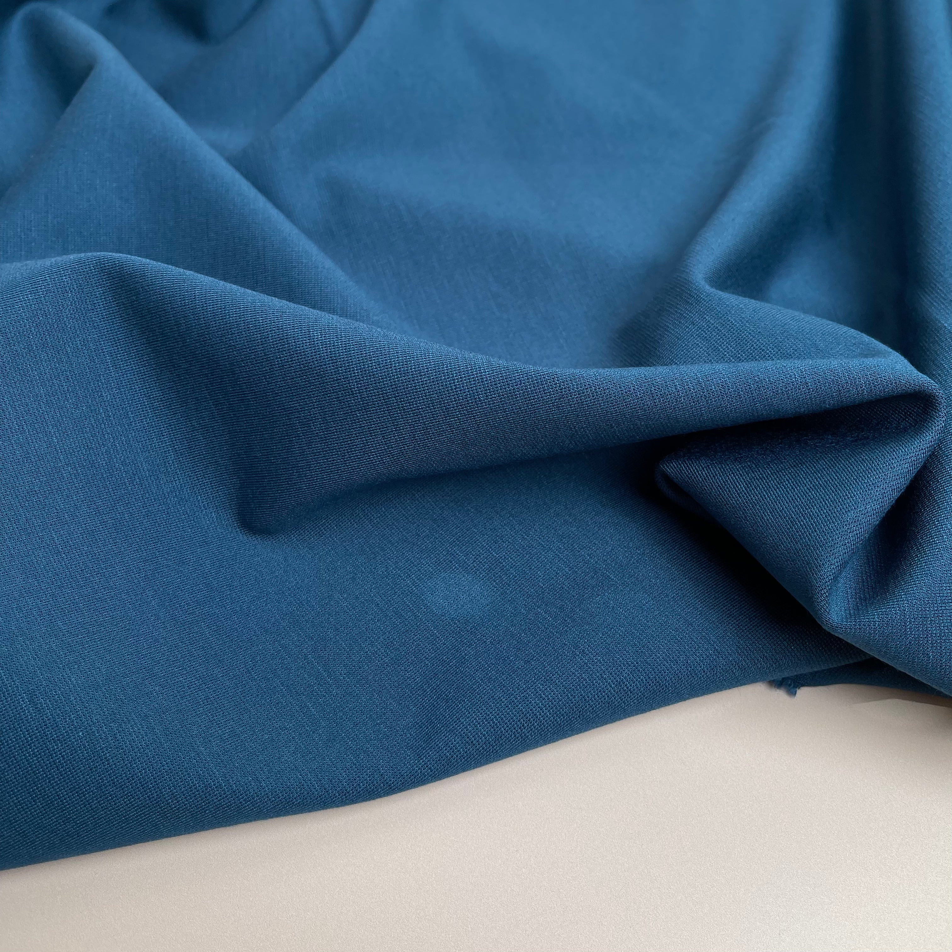 Ocean Blue Viscose Ponte Roma Double Knit Fabric