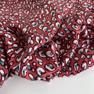 REMNANT 3.5 metres - Jewels Garnet with Teal Viscose Twill Fabric
