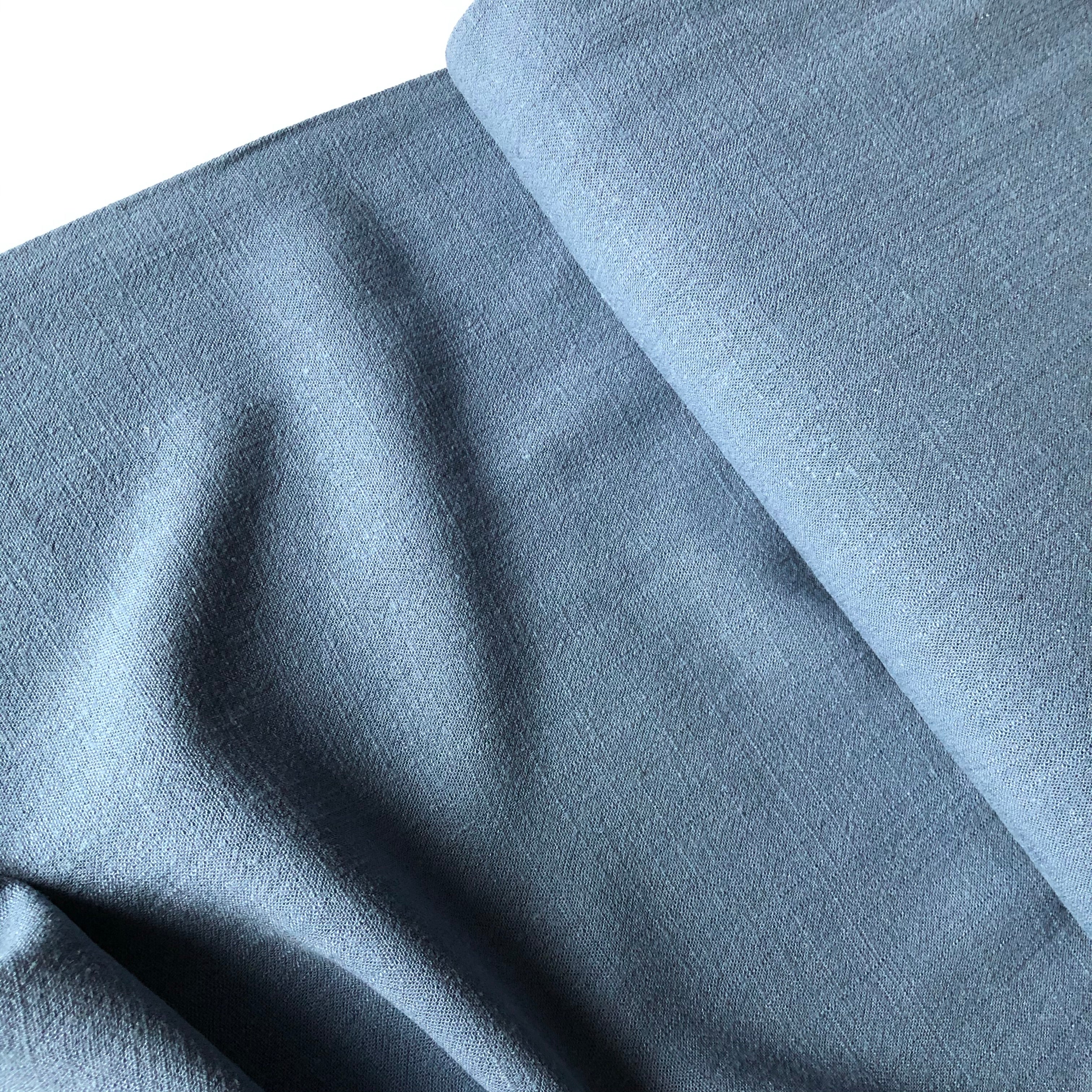 Flow Blue Viscose Linen Blend Dress Fabric