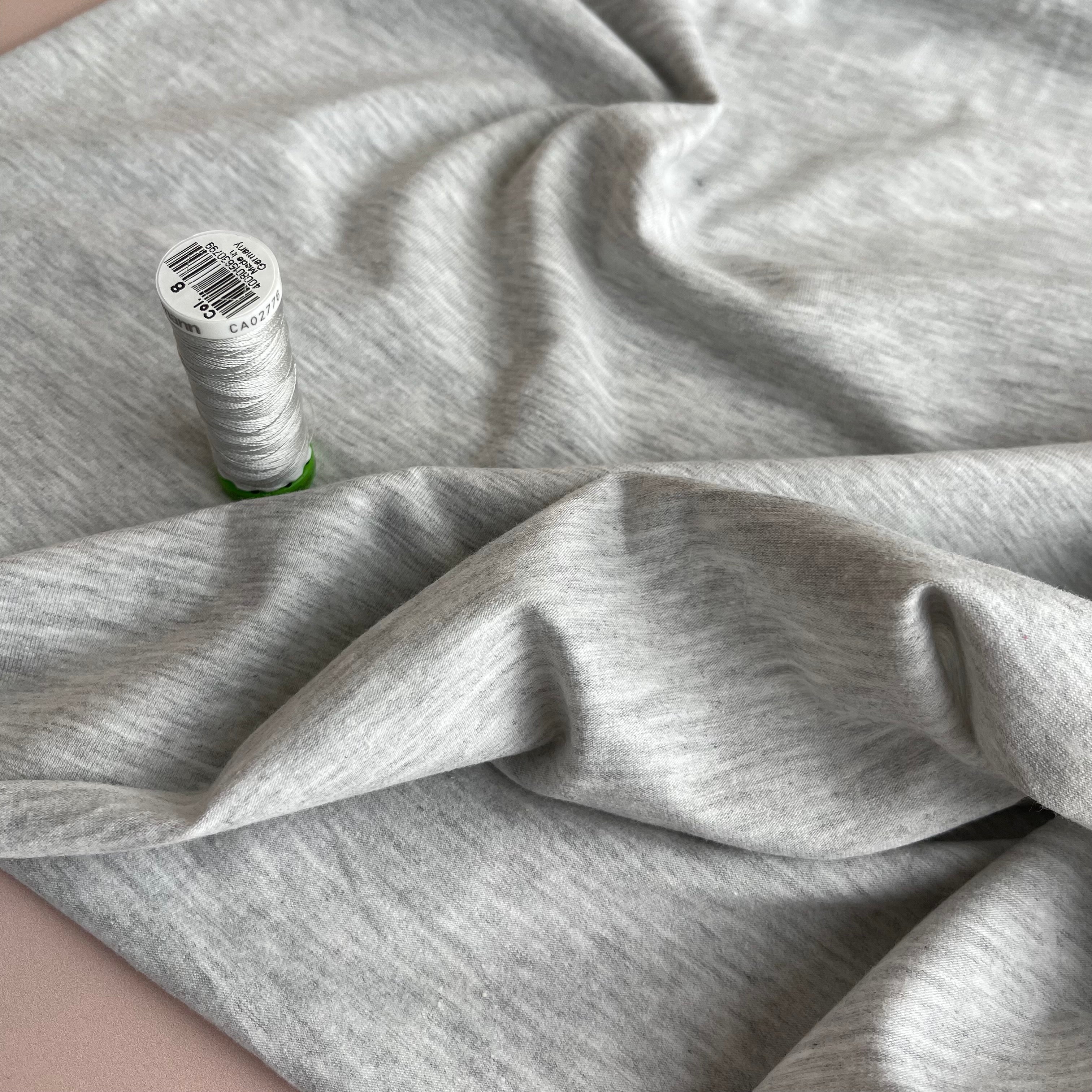 REMNANT 1.84 Metres - Light Grey Melange Jersey Fabric