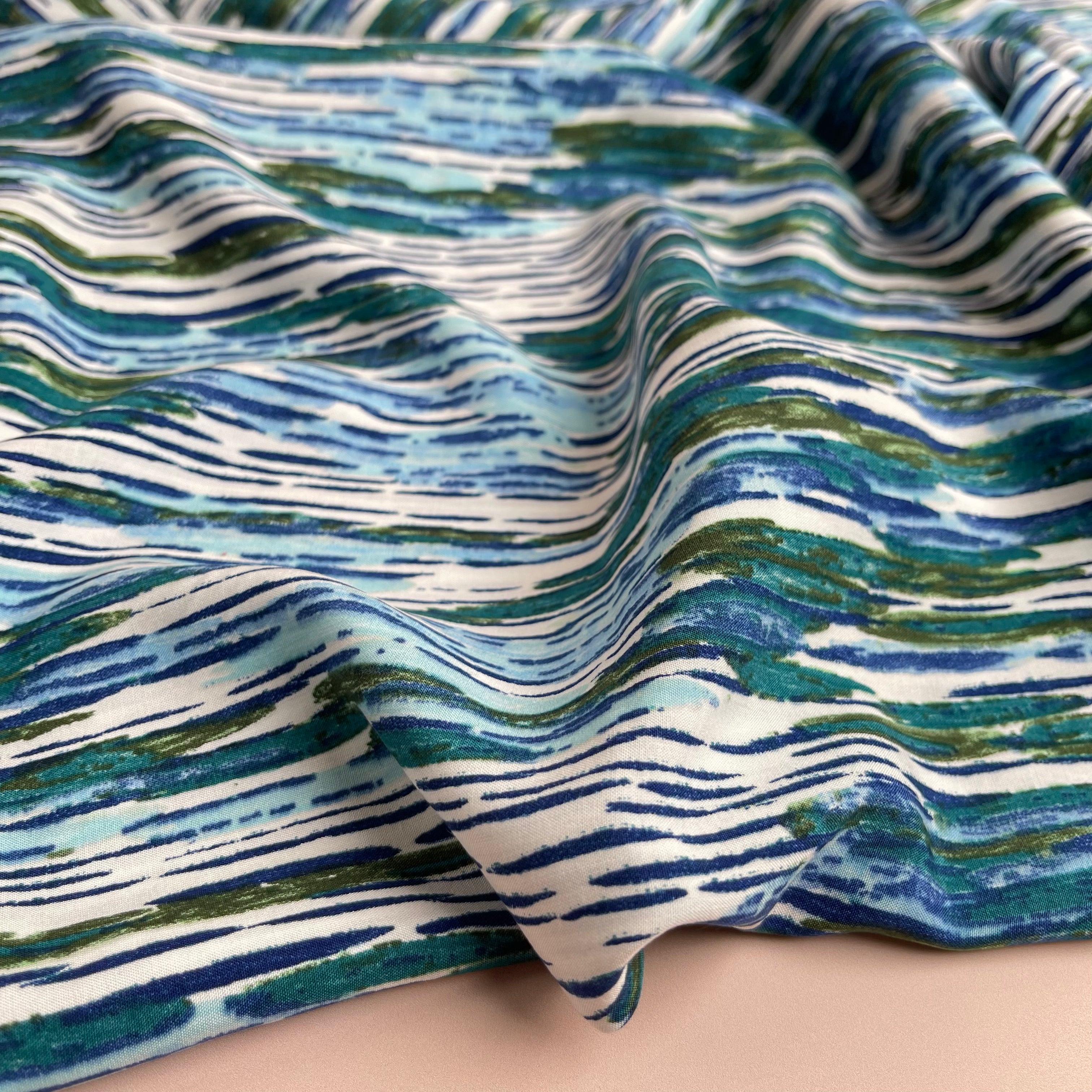 Zoe in Blue Viscose Poplin Fabric