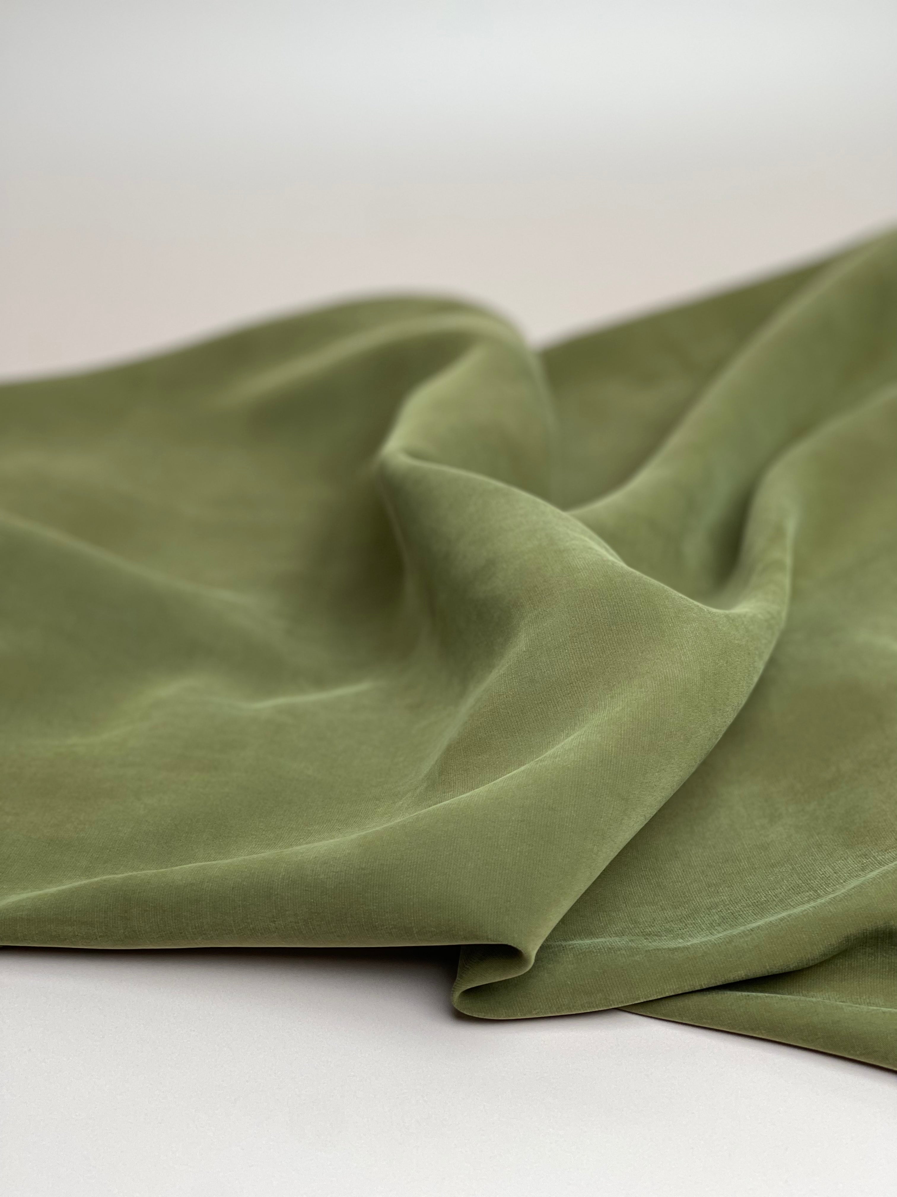 REMNANT 2.59 Metres - Serene Sandwashed Viscose in Khaki Green