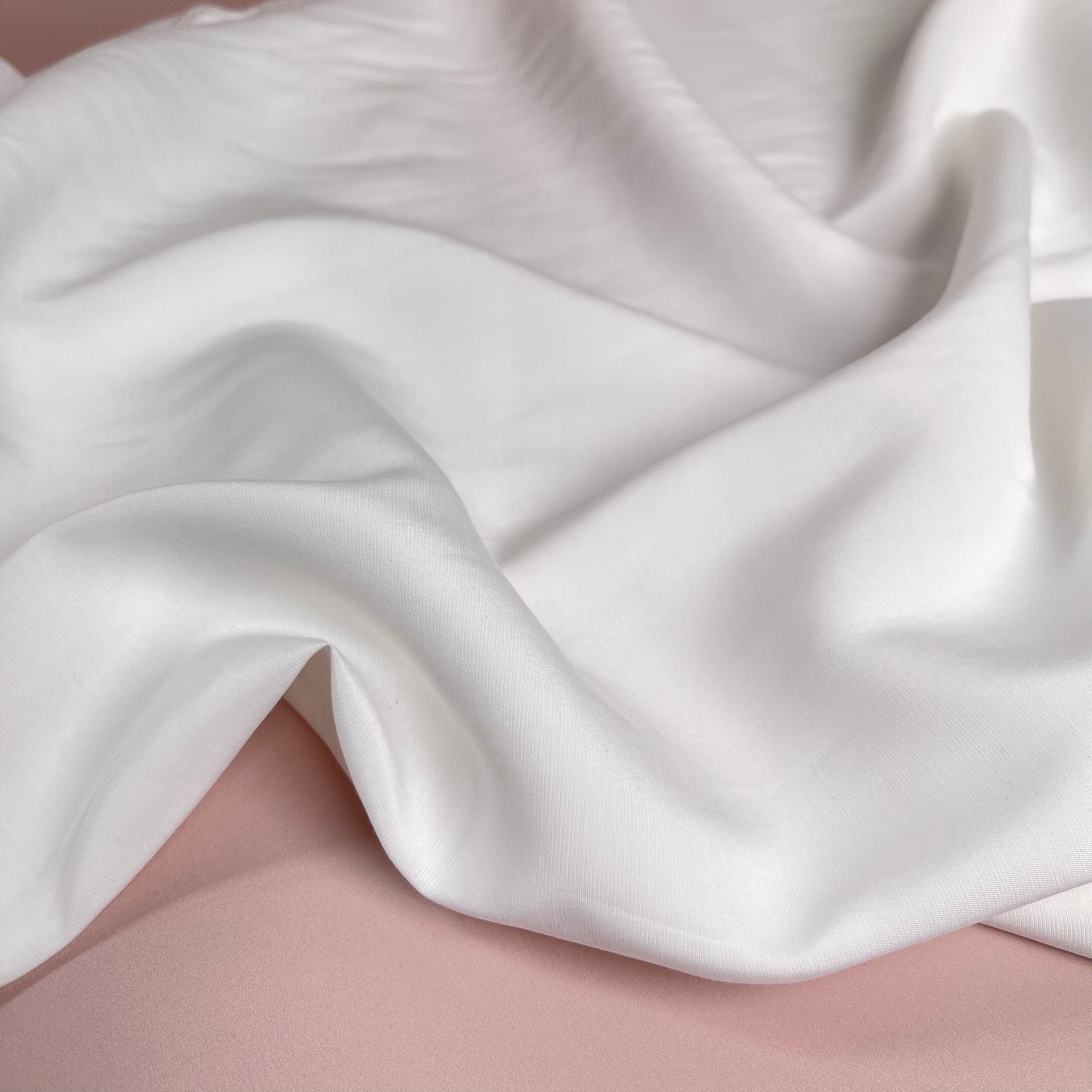 REMNANT 0.38m - Serene Sandwashed Viscose in Solid Creamy White