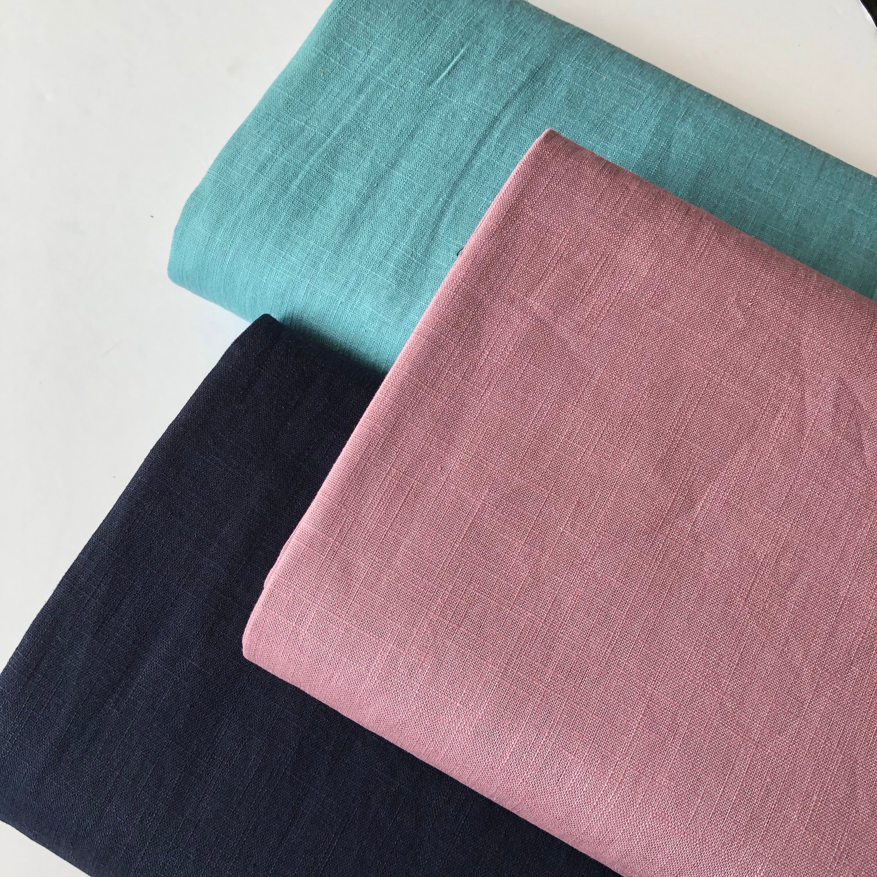 Breeze Navy - Enzyme Washed Linen Cotton Fabric