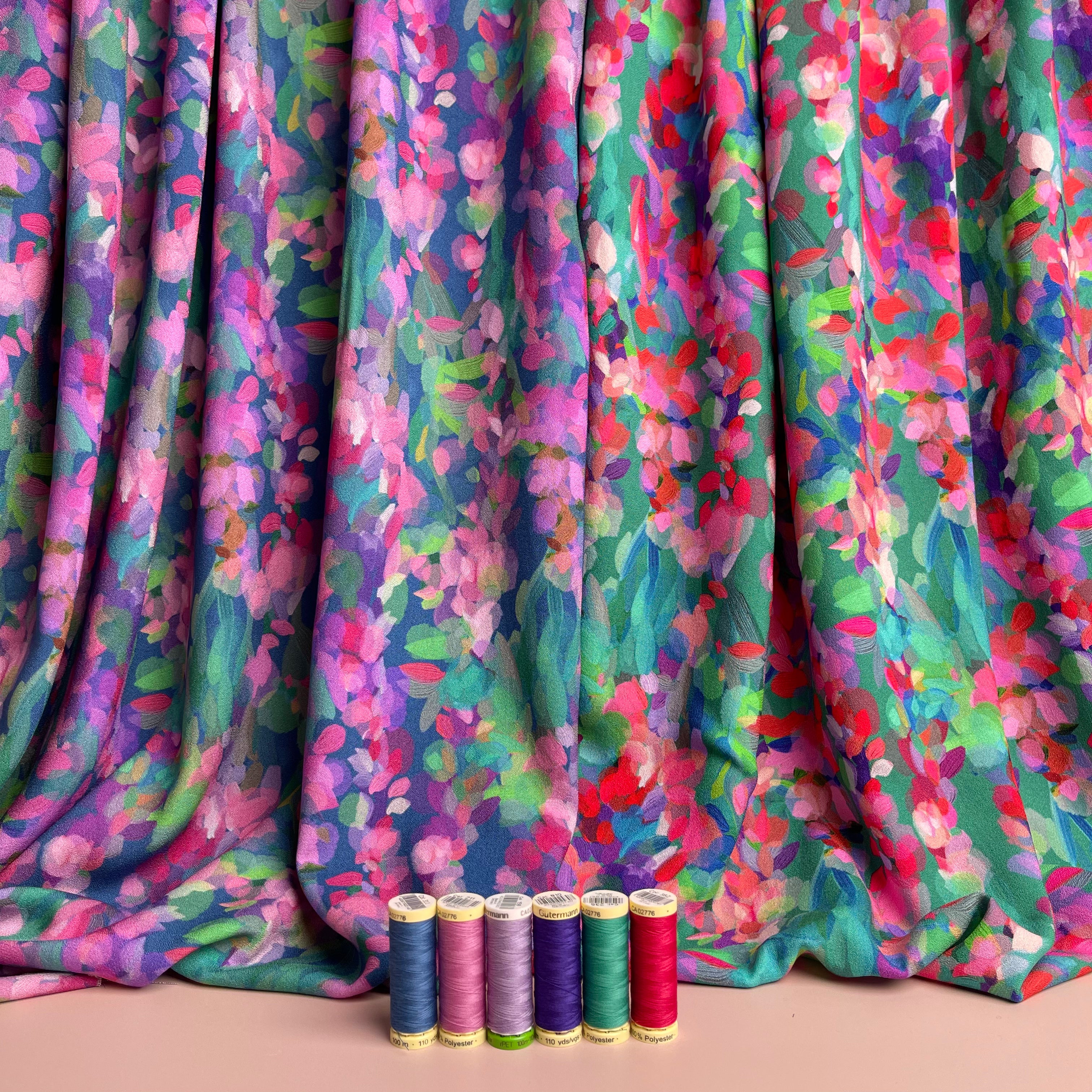Summer Party - Lupine Petals Green Morracain Soft Viscose Crepe (more due soon)