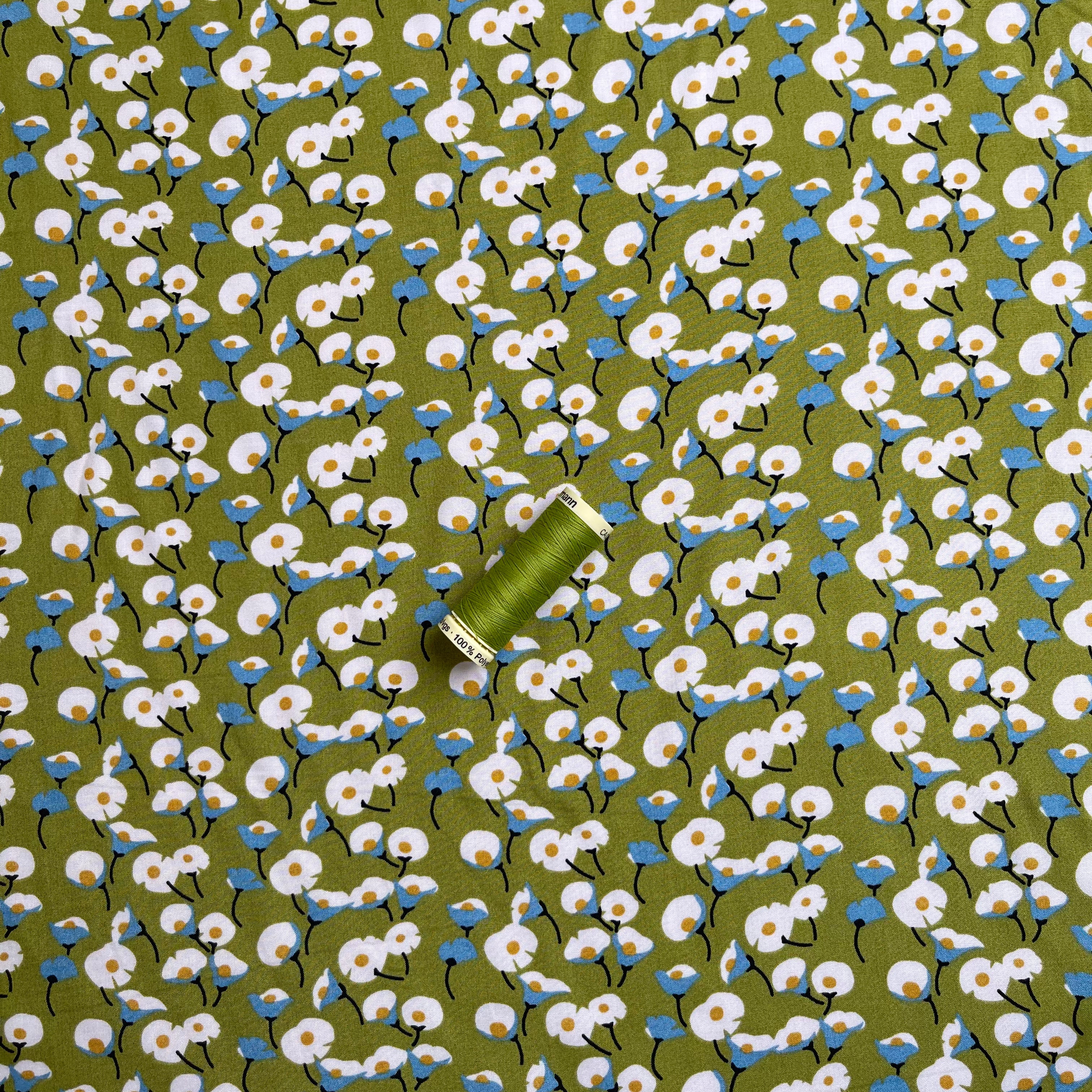 Calla Lily Green Viscose Fabric