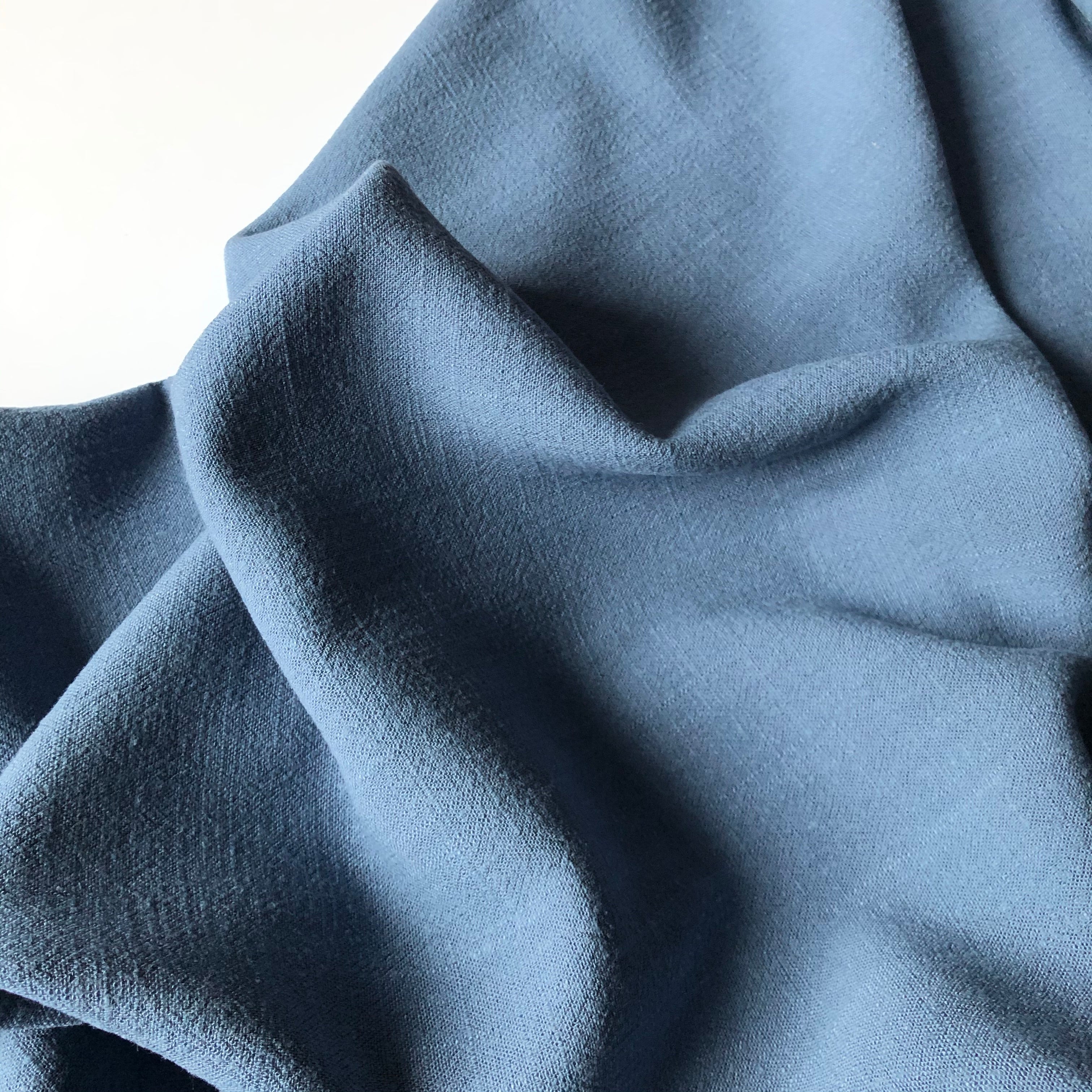 REMNANT 1 Metres (with fault - tiny cut in fabric) - Flow Blue Viscose Linen Blend Dress Fabric