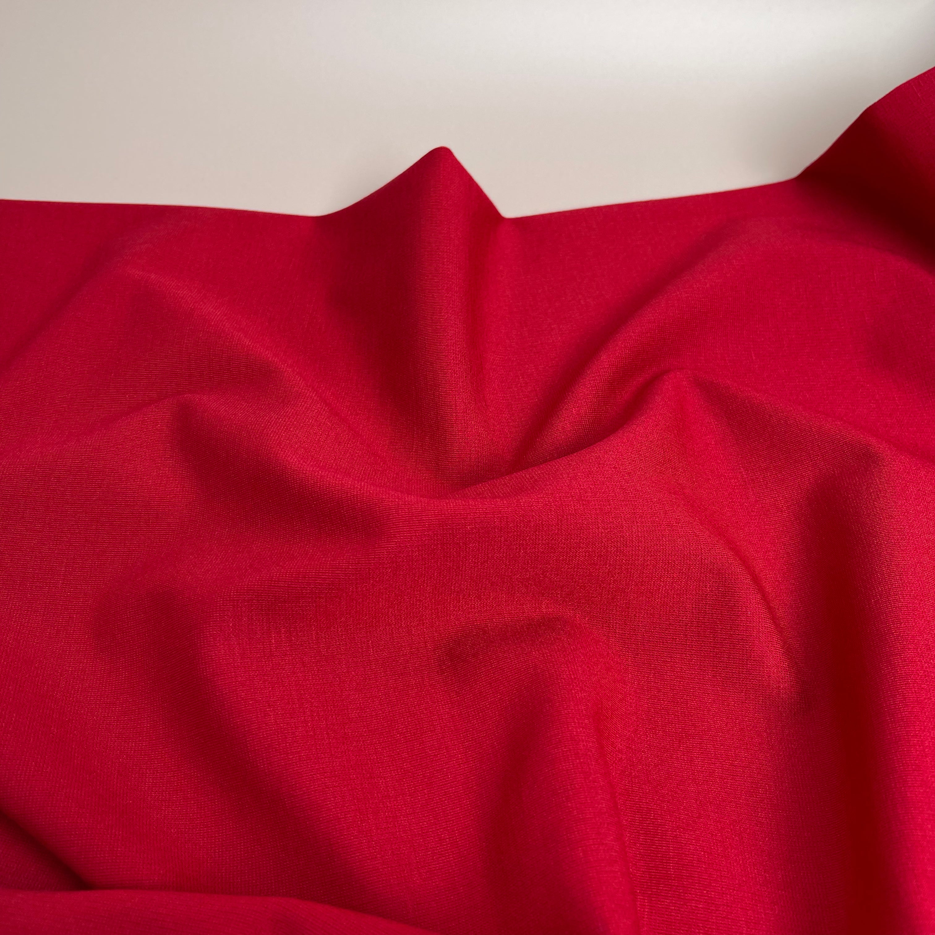 Red Viscose Ponte Roma Double Knit Fabric