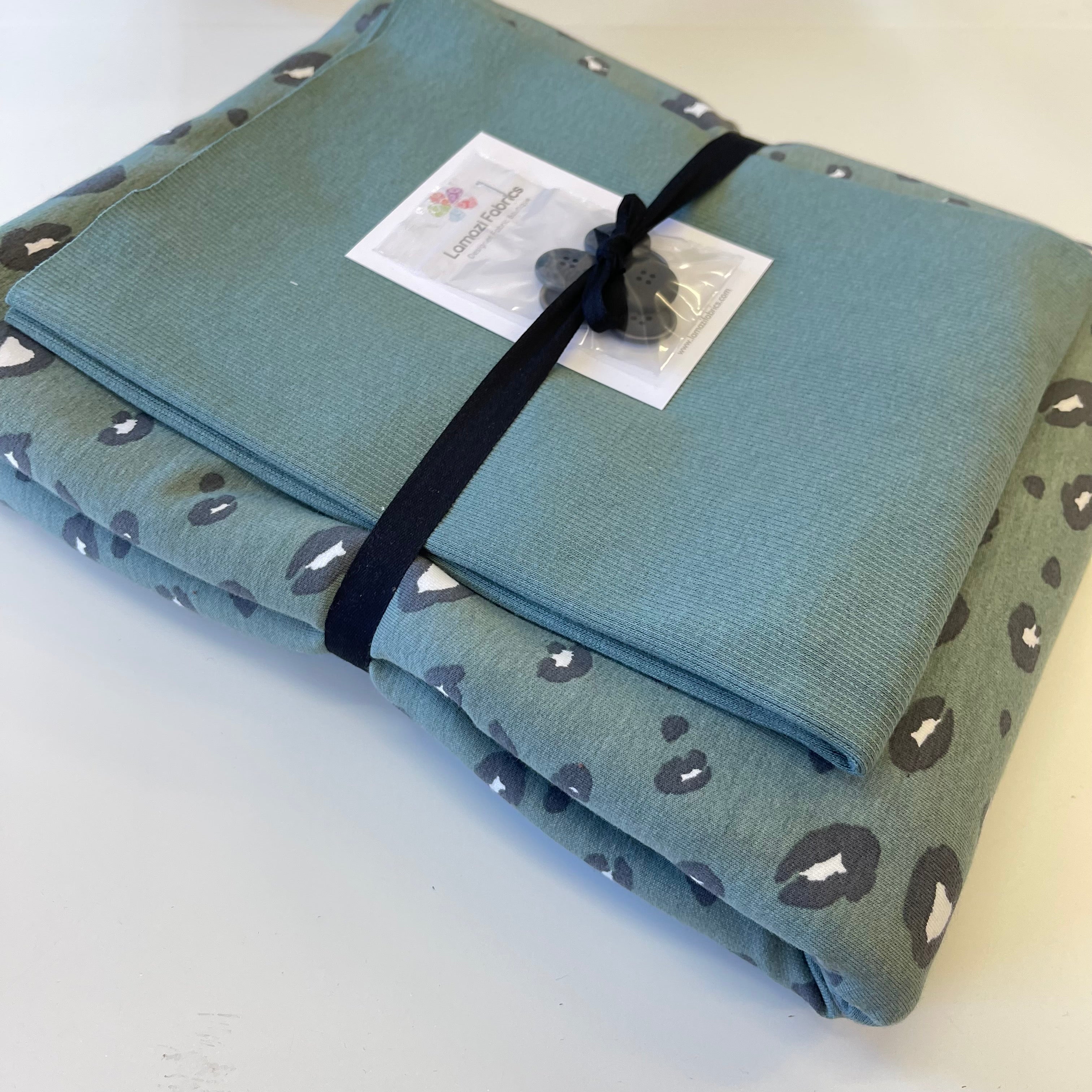REMNANT 1.40 Metres - Panther Sagebeush Green Organic Cotton French Terry