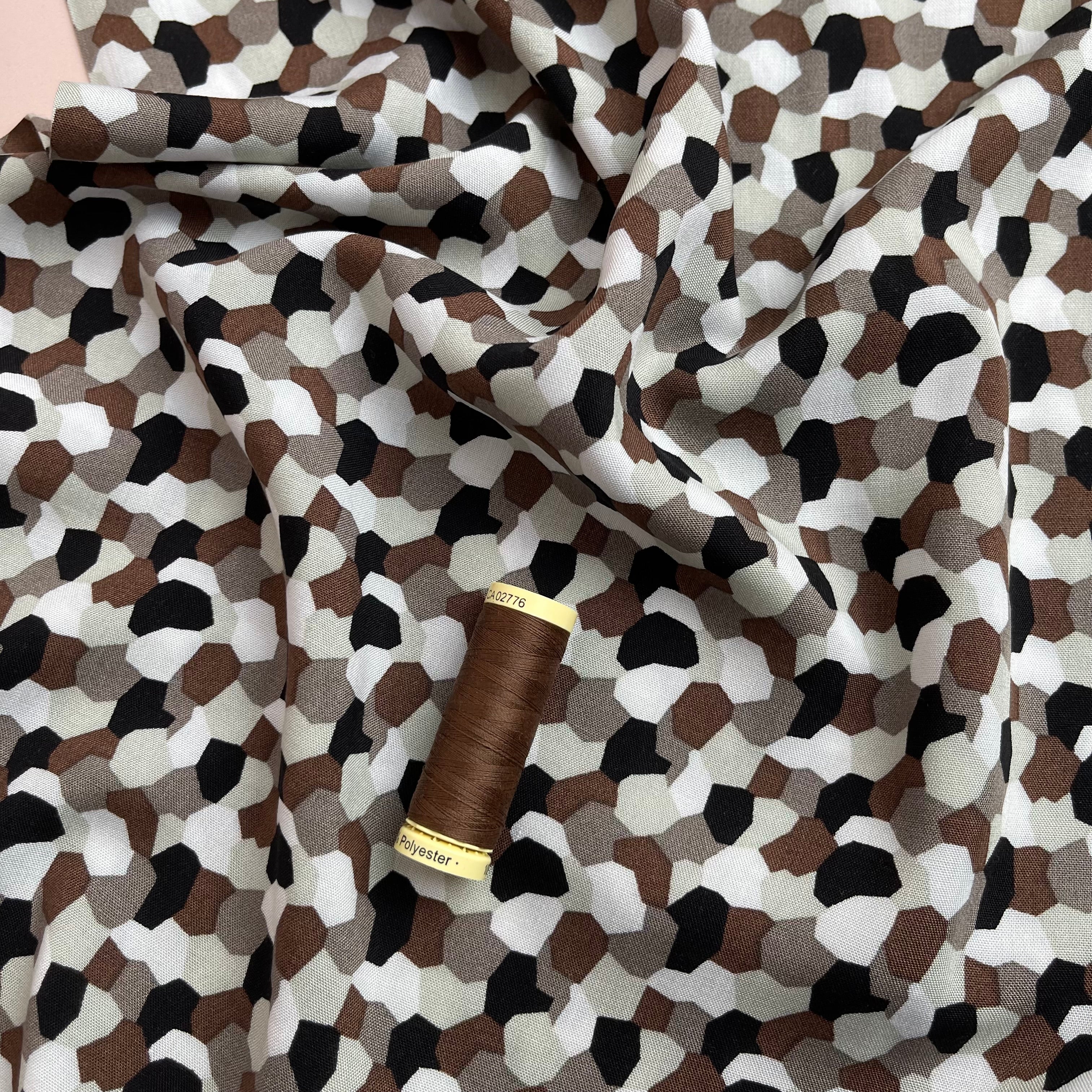 Pebbles Brown Viscose Chally Fabric