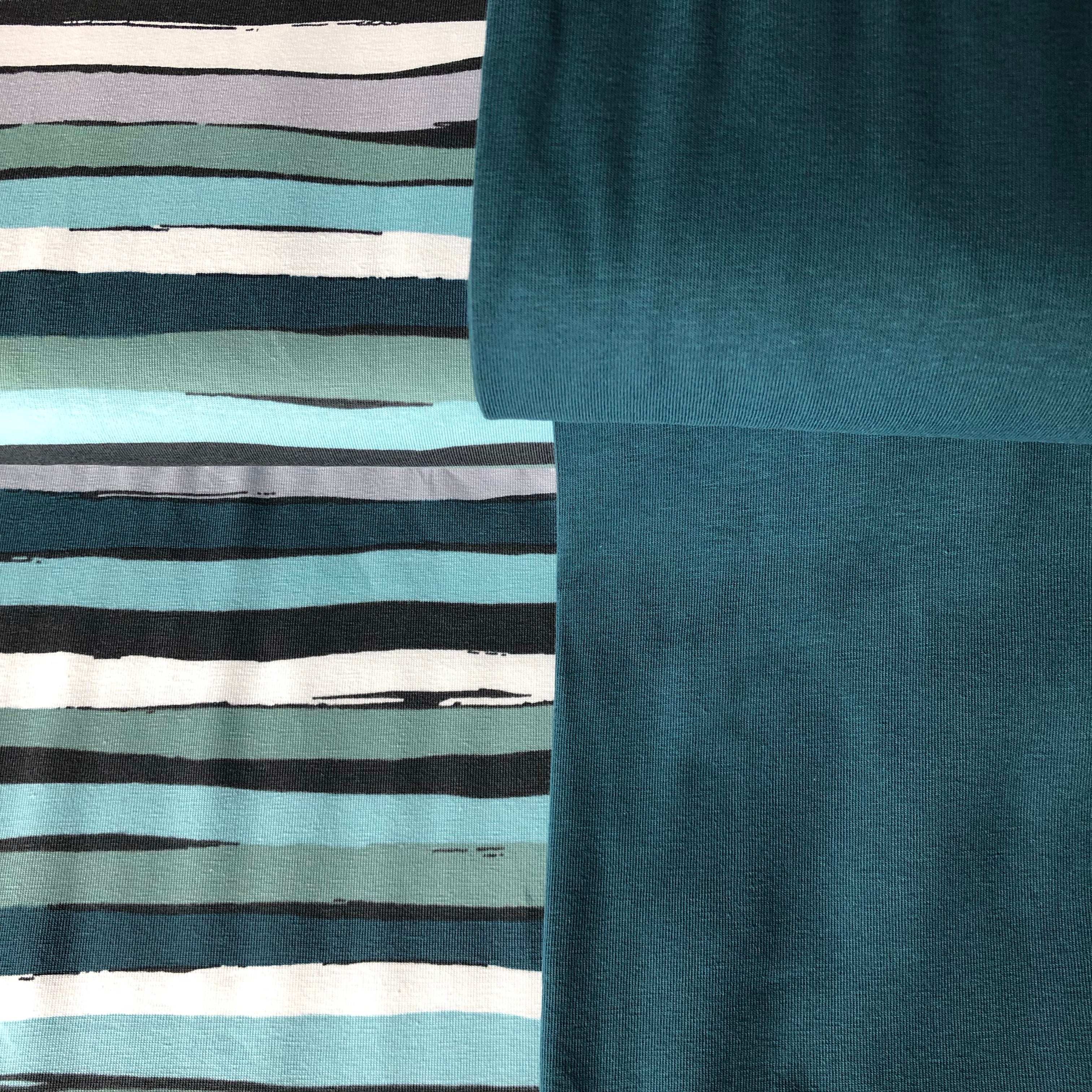REMNANT 0.50 metre - Danish Design - Wavy Verdigris Cotton Jersey